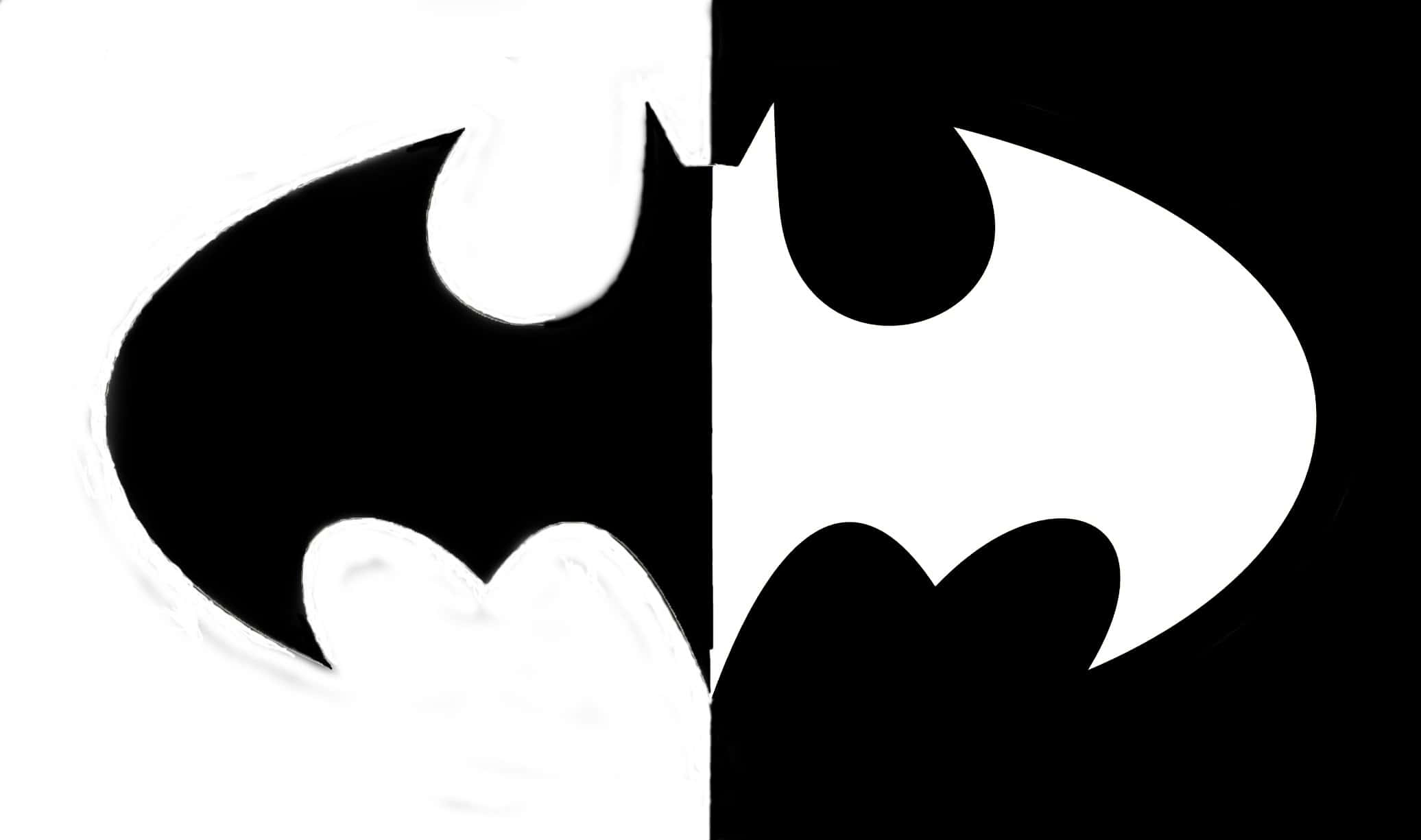 Batman Black And White, bat symbol, black on white, Full HD Desktop Wallpaper