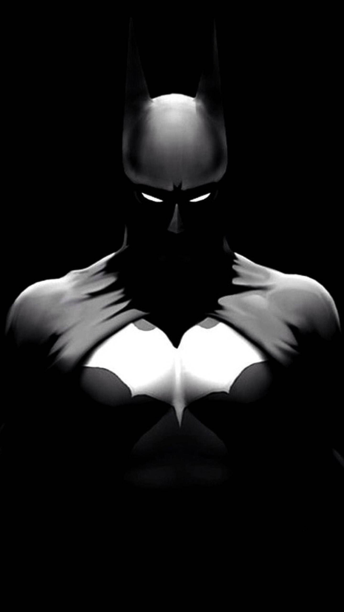 Batman, black background, glowing eyes, 2K Phone Wallpaper
