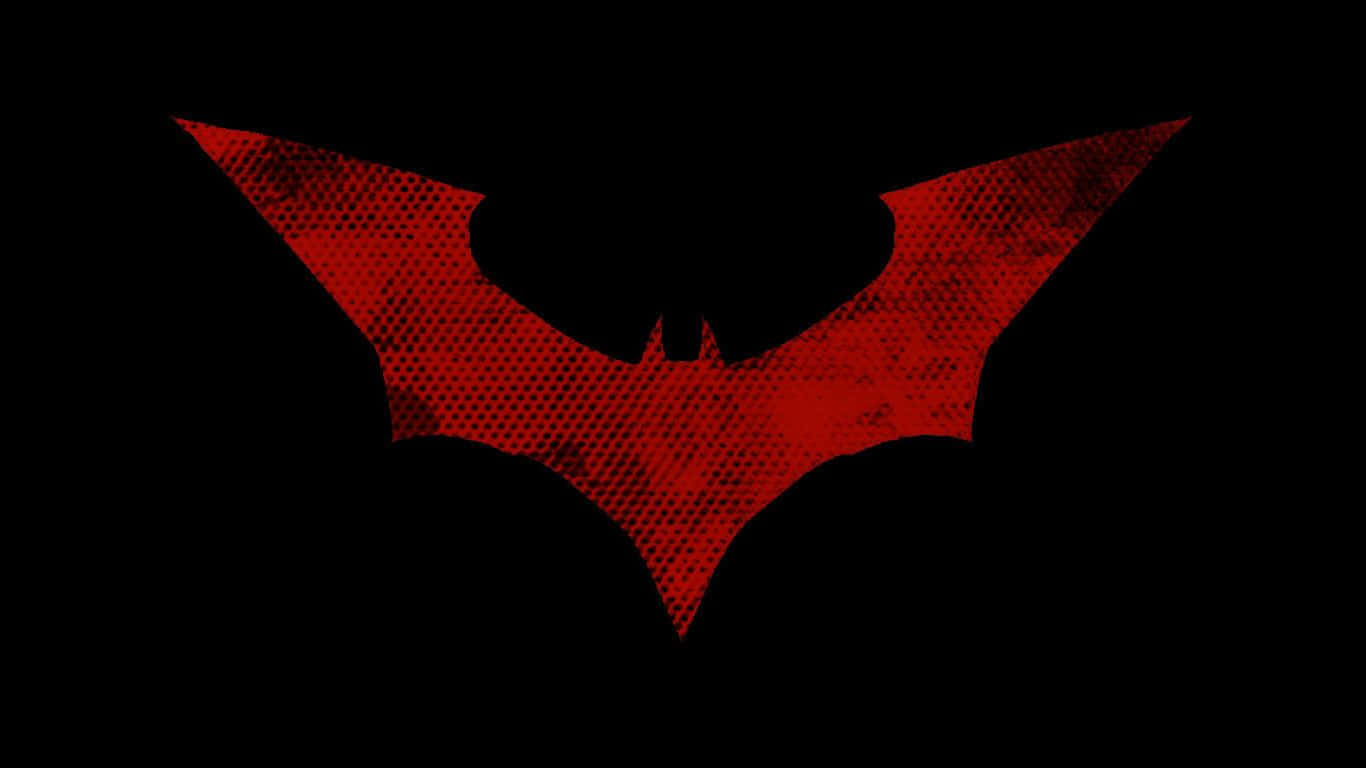 red batman logo, halftone texture, stark black background, HD Desktop Wallpaper