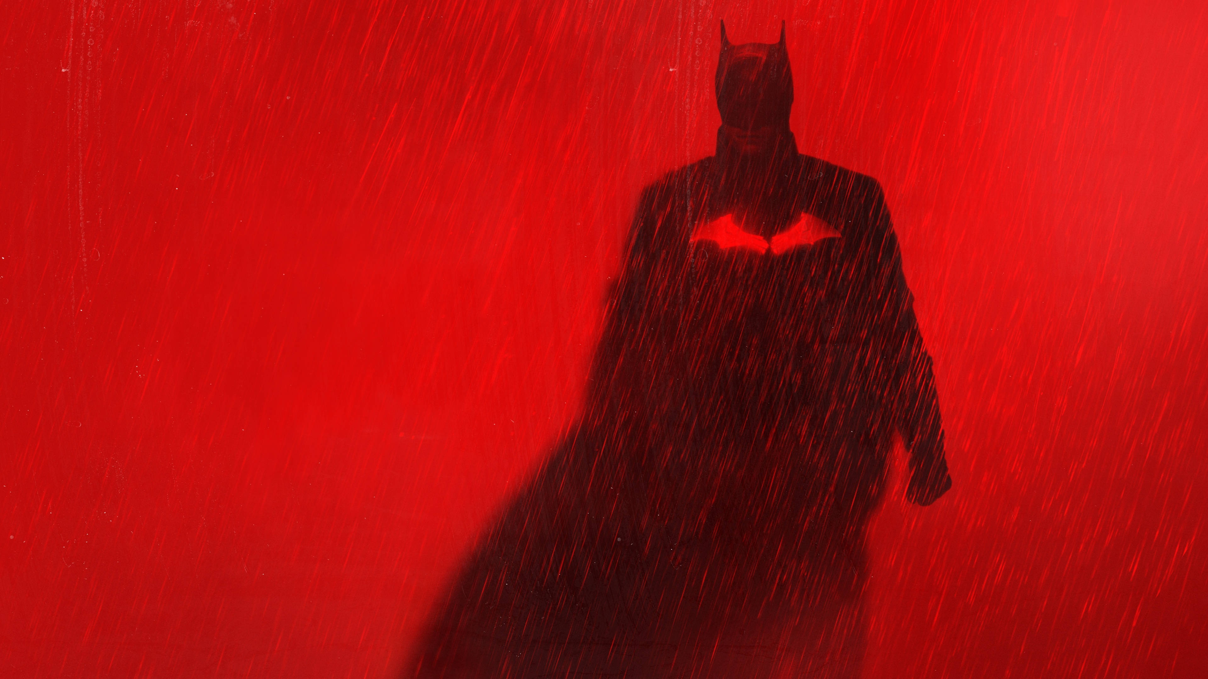 Batman, silhouette, vivid red backdrop, 4K Desktop Wallpaper
