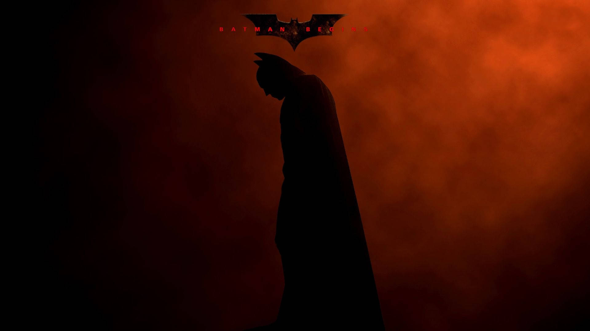 Batman, silhouette, fiery orange smoke, Full HD Desktop Wallpaper
