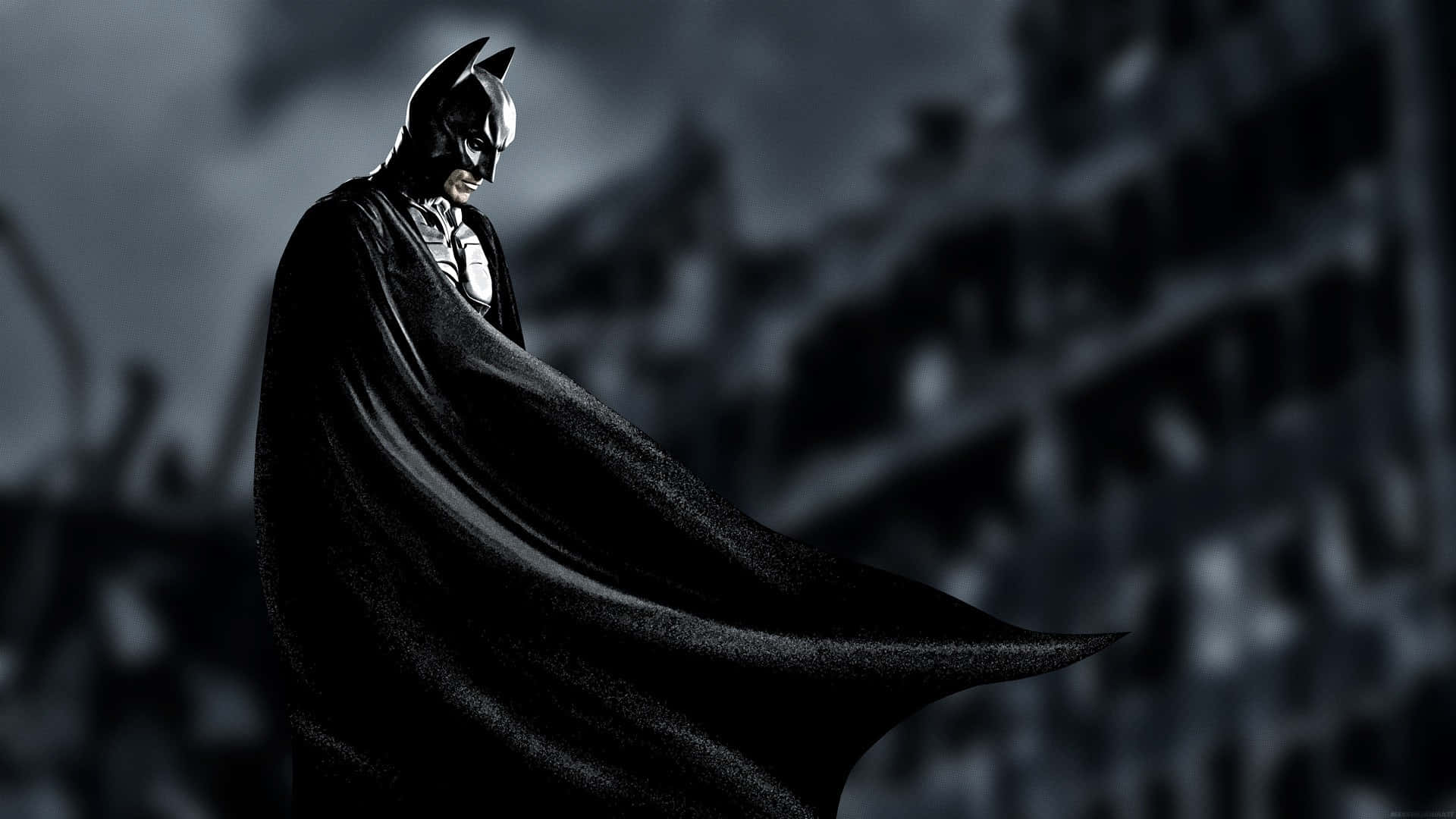 Batman, dark cityscape, cape, Full HD Desktop Wallpaper