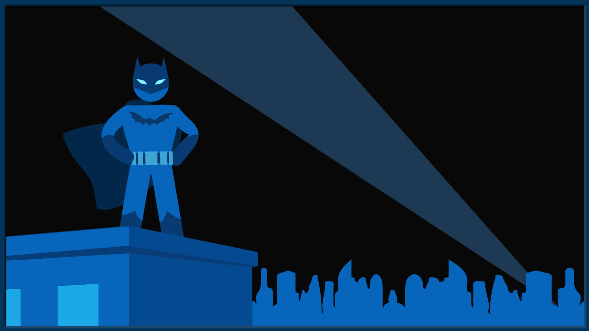 Batman, blue rooftop, spotlight, Full HD Desktop Wallpaper