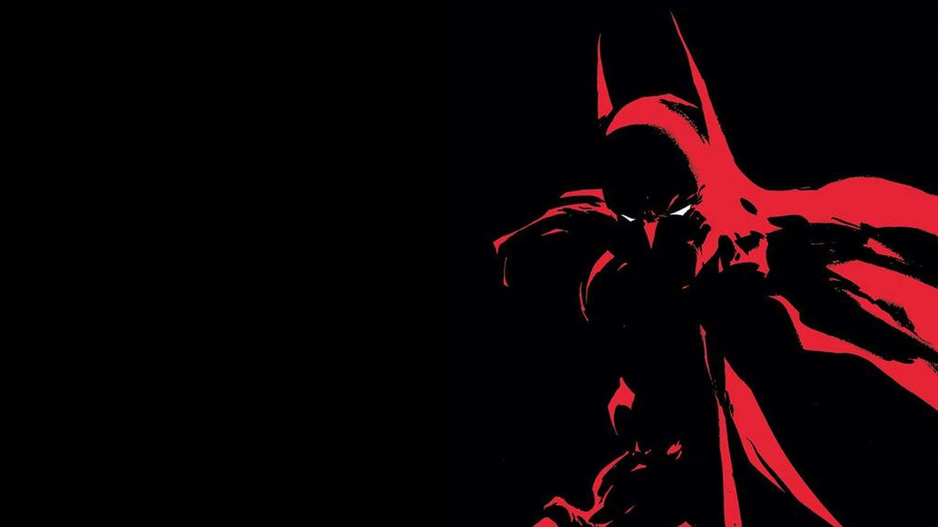 Batman, red silhouette, black background, Full HD Desktop Wallpaper