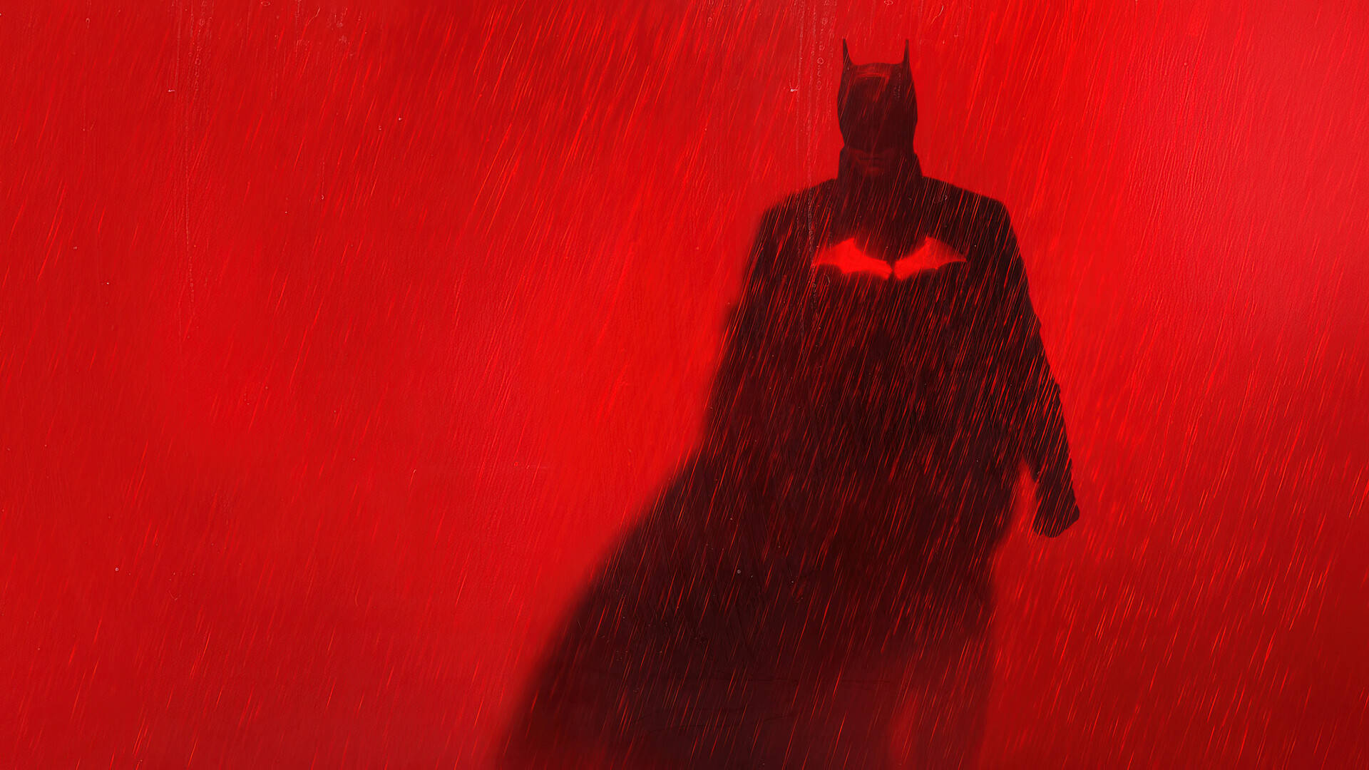 Batman, rain, vivid red backdrop, Full HD Desktop Wallpaper