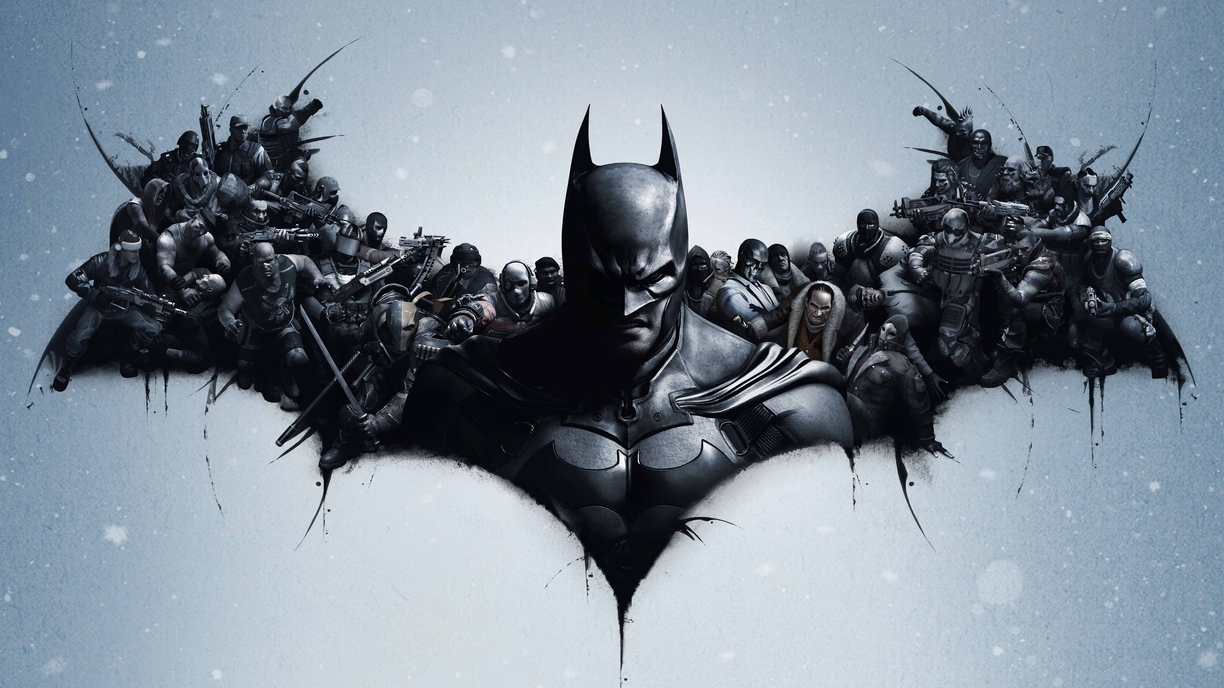 Batman, bat-shaped formation, armed allies, 5K Desktop Wallpaper