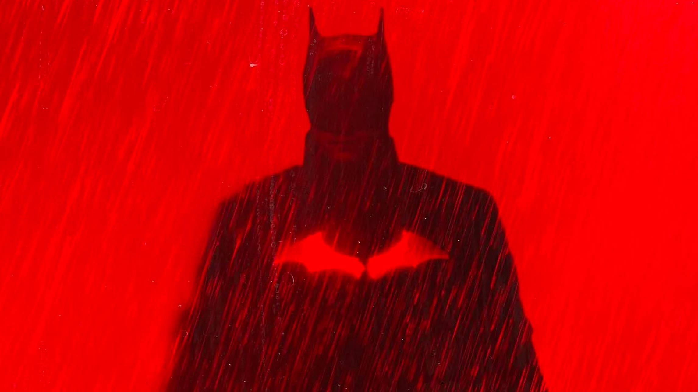 The Batman 2022, silhouette, vivid red backdrop, Full HD Desktop Wallpaper