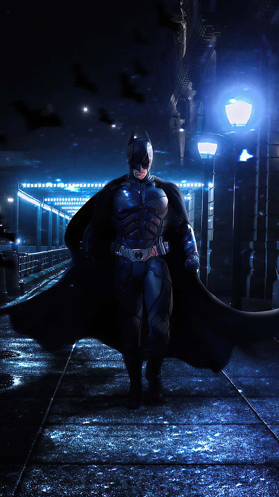 Batman City, Batman, rain-slicked bridge, Full HD Phone Wallpaper