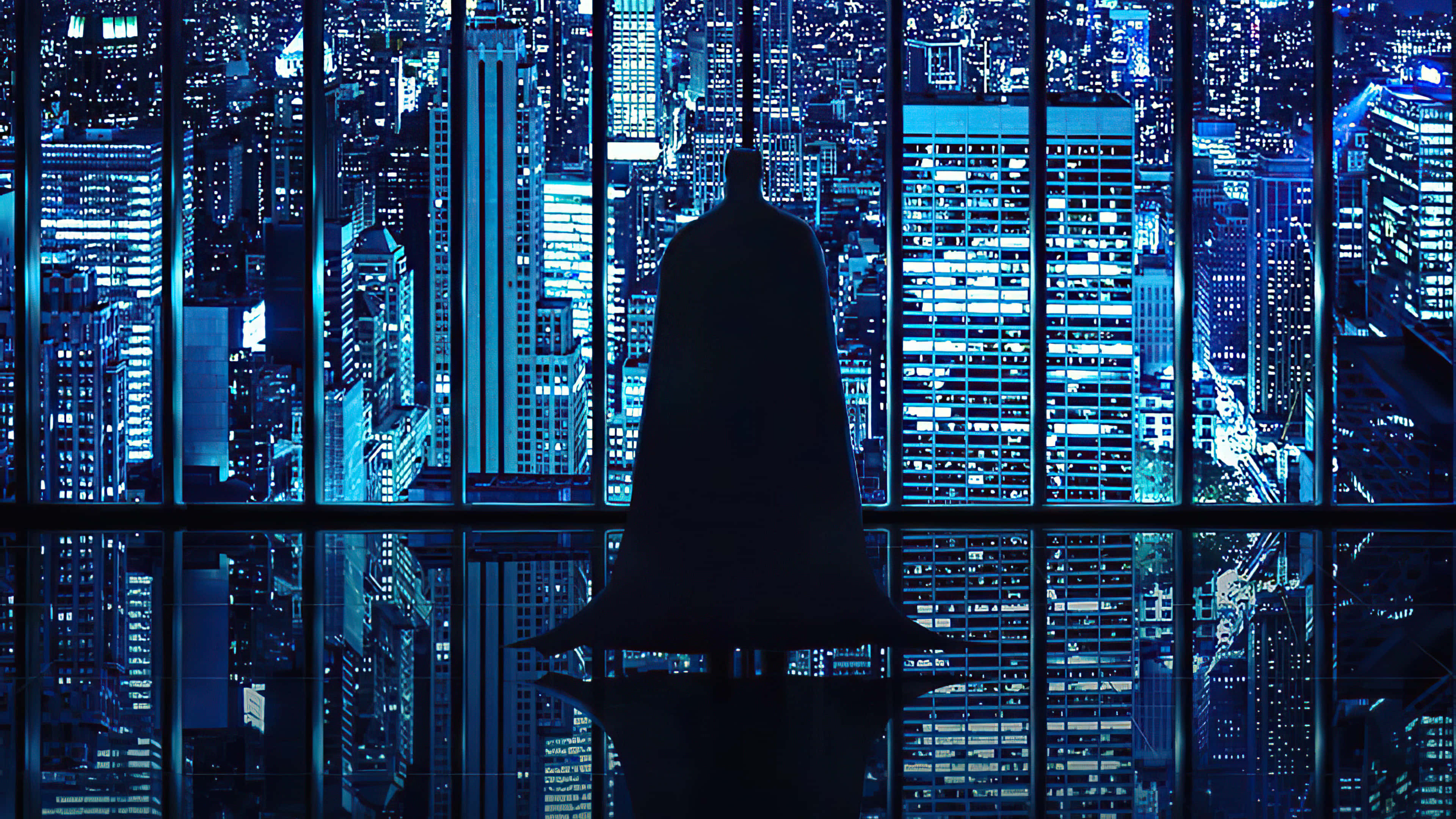 Batman, city, neon cityscape, 4K Desktop Wallpaper