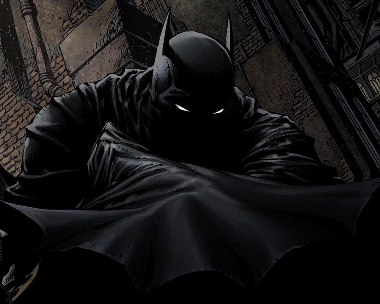 Batman, shadowed alley, glowing eyes, HD Desktop Wallpaper