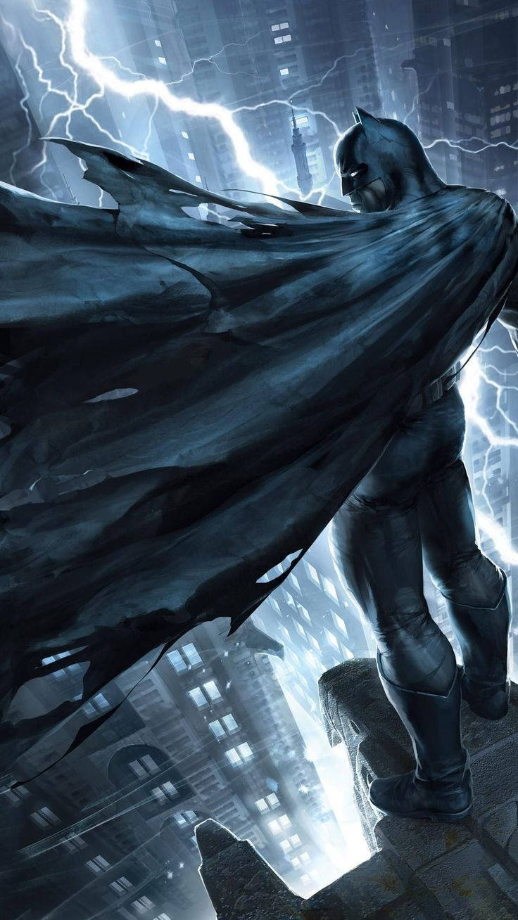 Batman, skyscraper, stormy cityscape, HD Phone Wallpaper