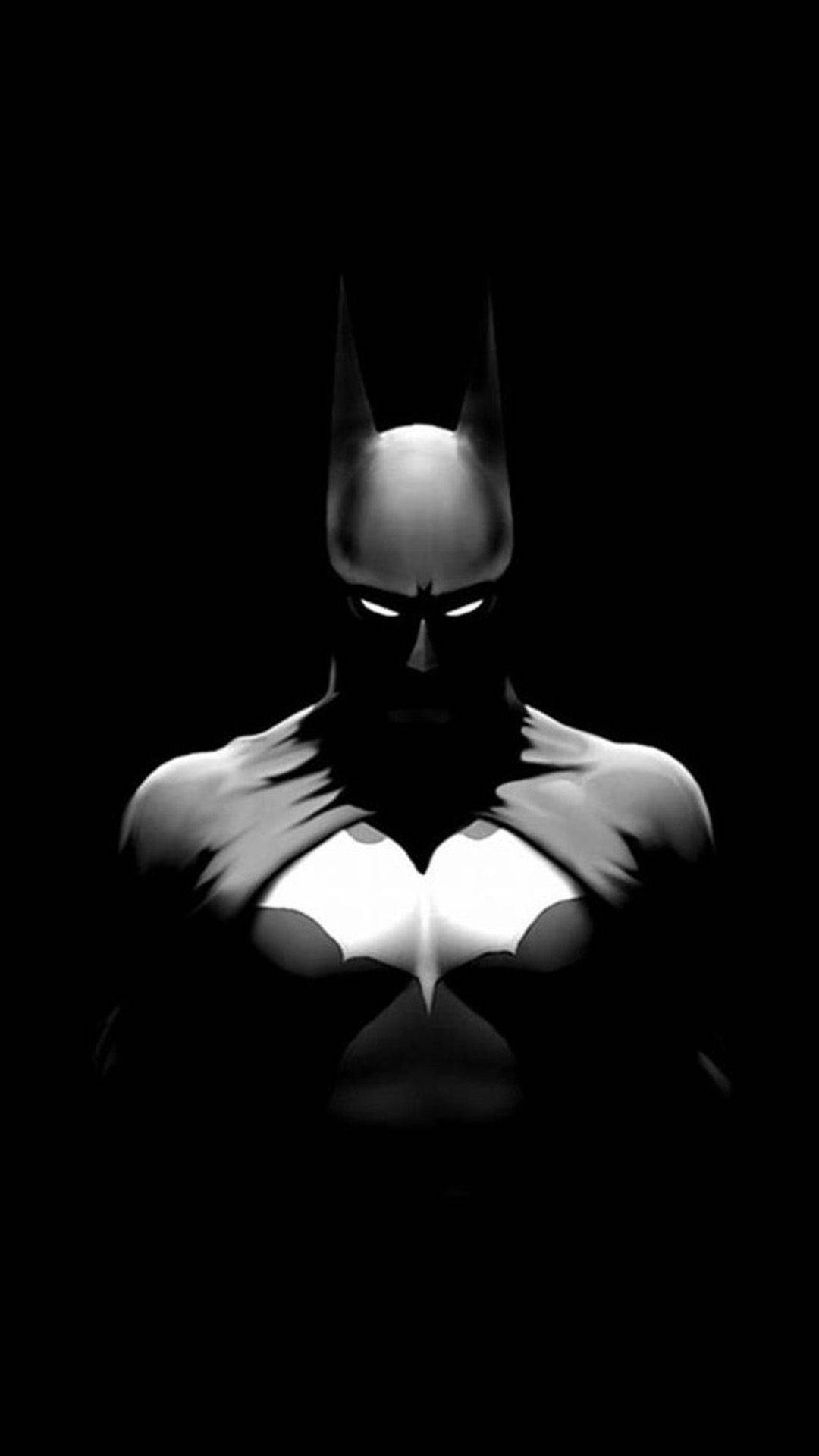 Batman, glowing eyes, bat emblem, Full HD Phone Wallpaper