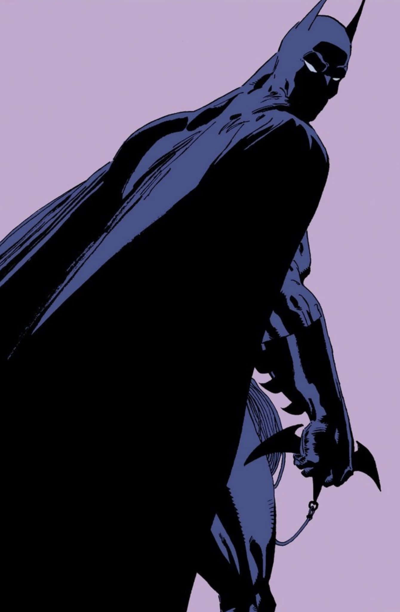 Batman Dark Victory, silhouette, lavender background, Full HD Phone Wallpaper