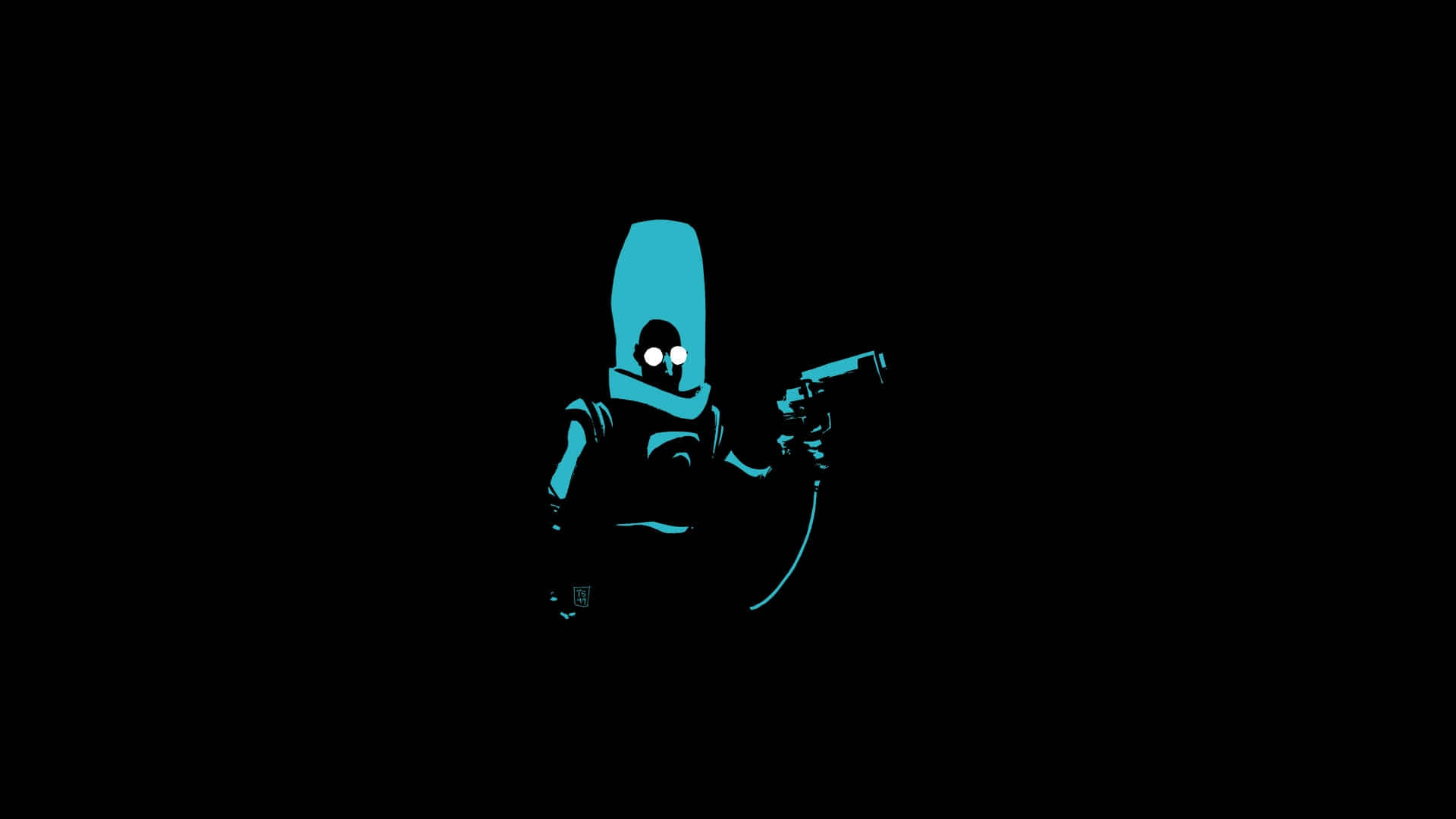 Dark Victory Batman, glowing cyan, tall hood, Full HD Desktop Wallpaper