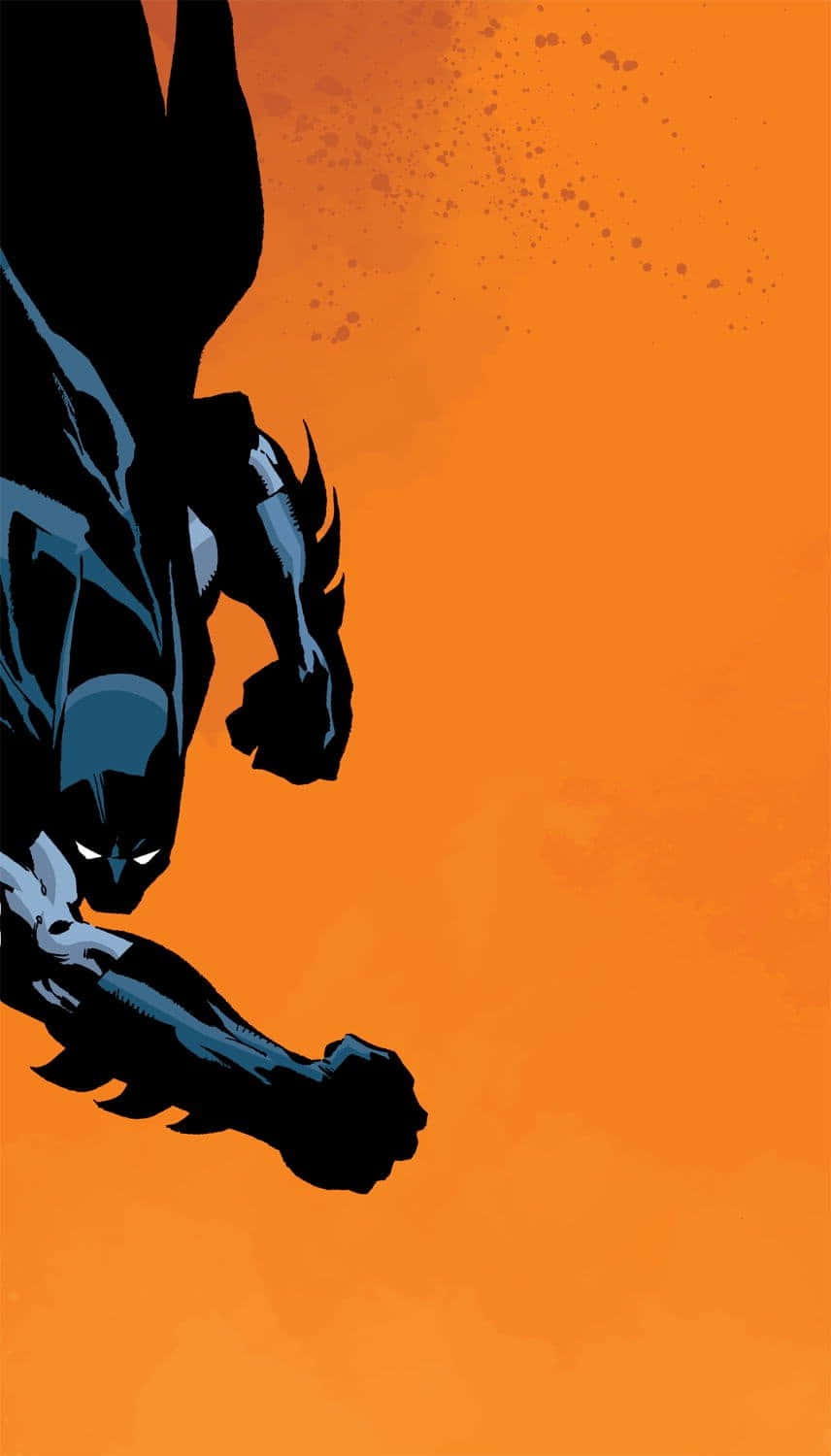 Batman Dark Victory, dark blue and black suit, vibrant orange background, HD Phone Wallpaper