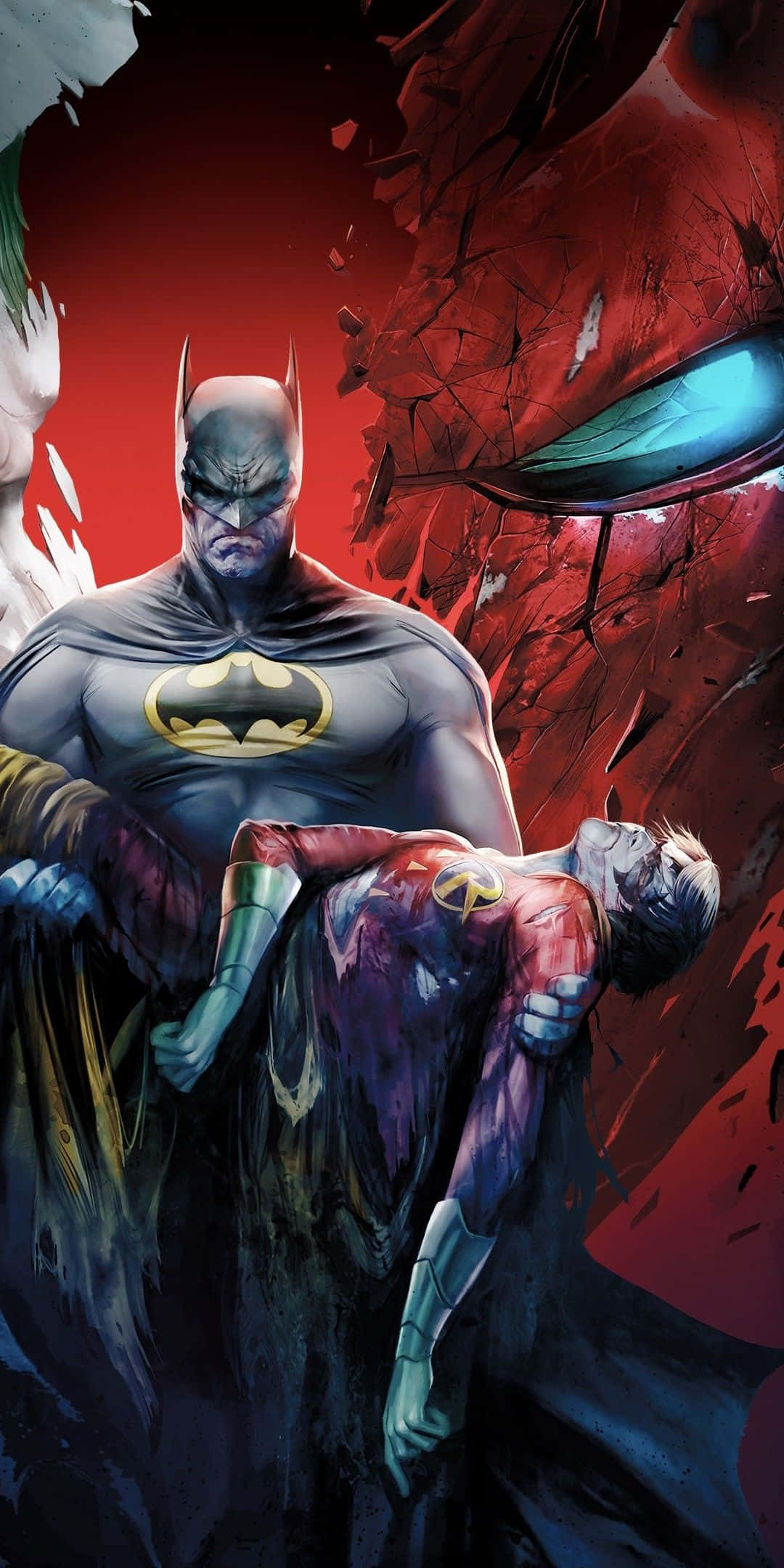 Batman, Death in the Family, red and black background, Full HD Phone Wallpaper