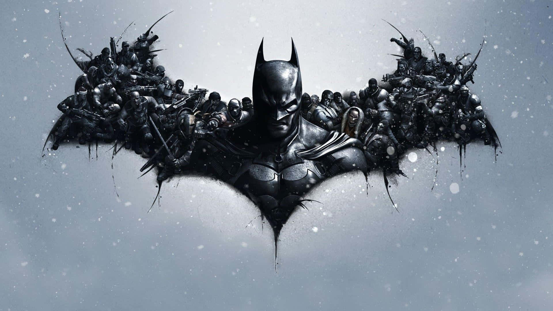 Batman, black background, dark bat silhouette, Full HD Desktop Wallpaper