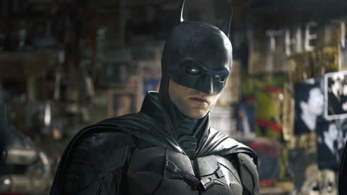 Batman, dimly lit cluttered room, intense eyes, SD Desktop Wallpaper