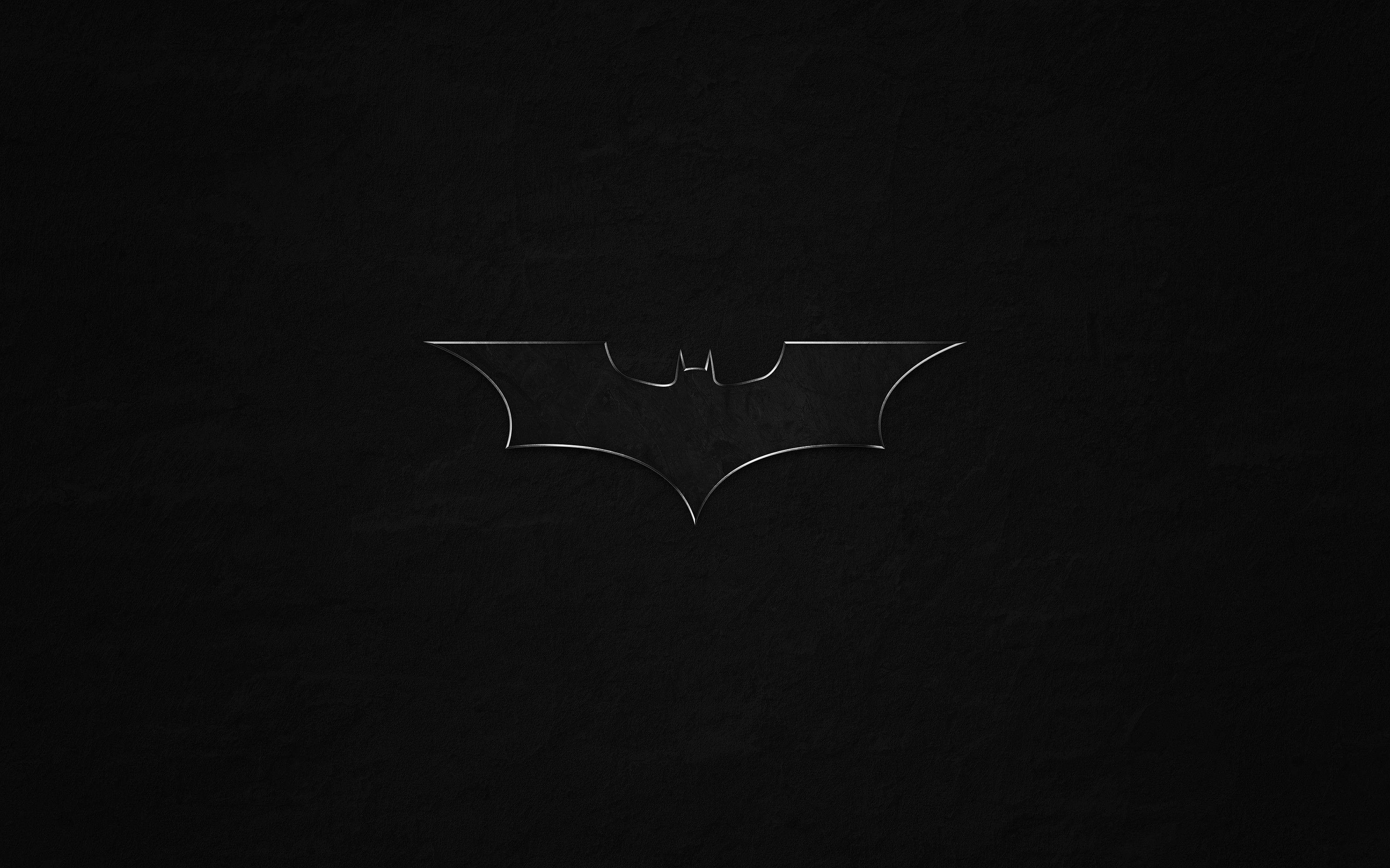 Batman, black logo, silver bat symbol, 2K Desktop Wallpaper