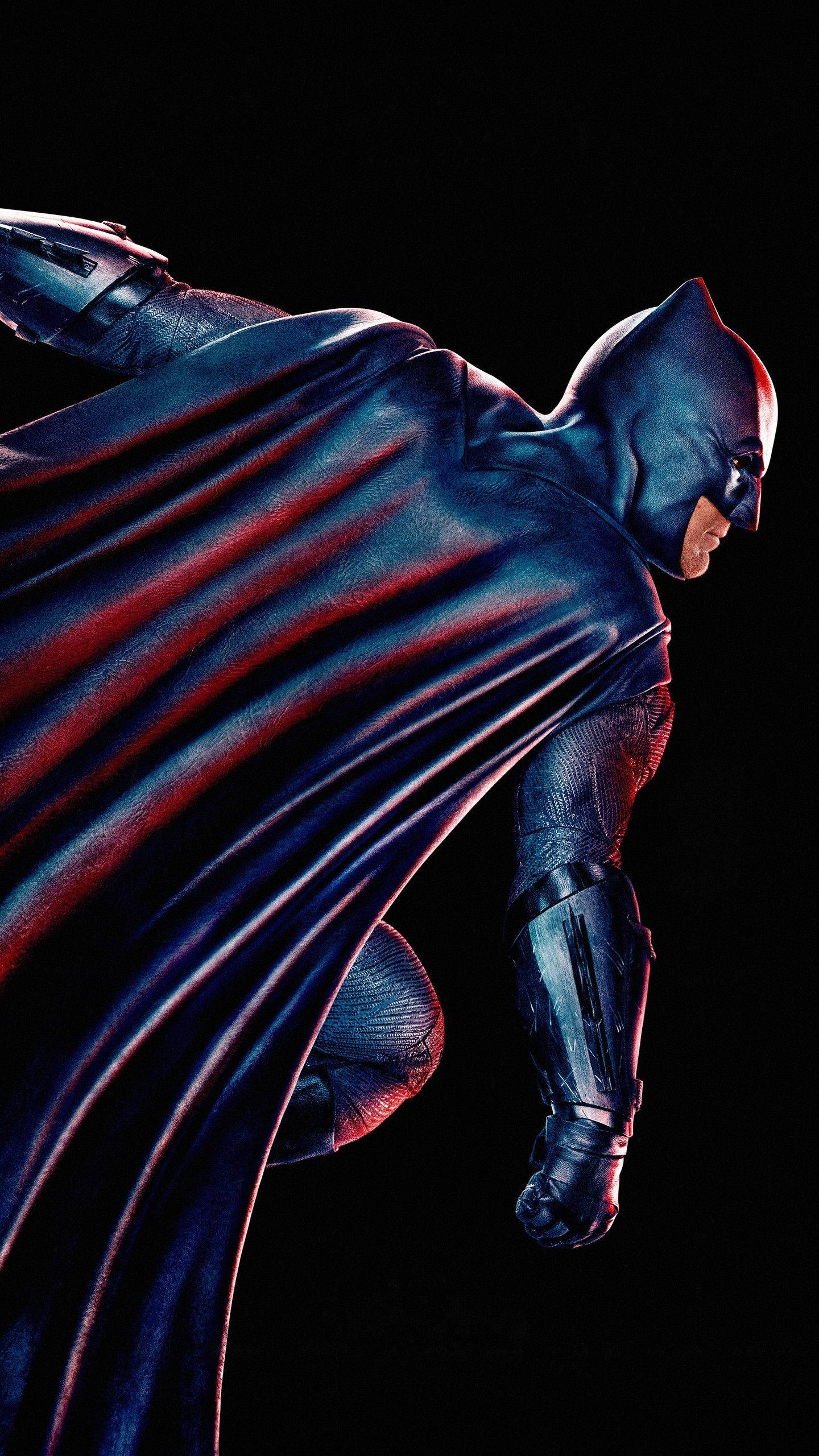 Batman, sleek armored suit, flowing cape, 2K Phone Wallpaper