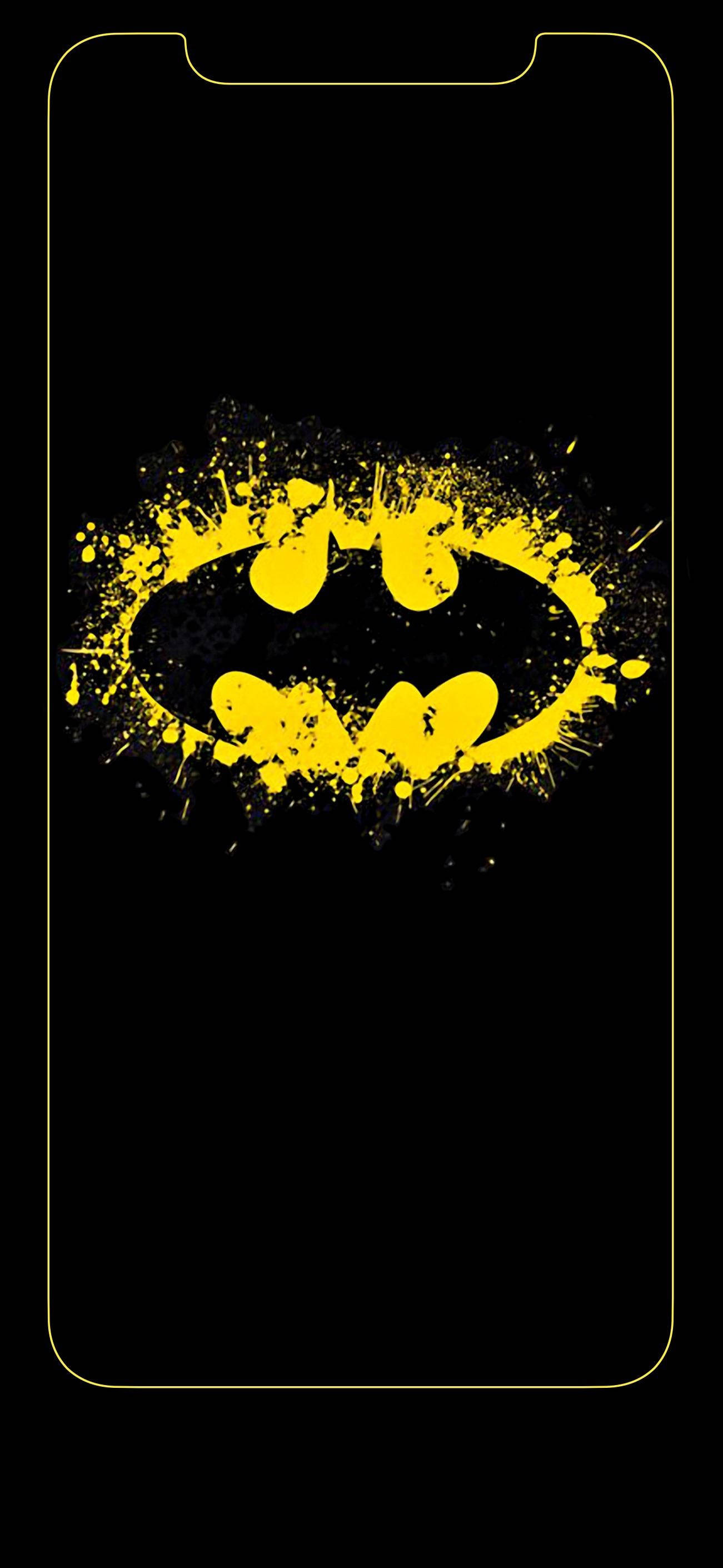 Batman, iPhone X, yellow splatter, 2K Phone Wallpaper