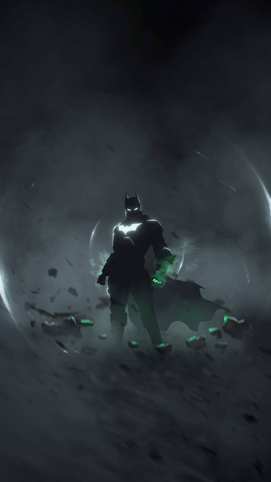 Batman, glowing green energy, dark tunnel, HD Phone Wallpaper