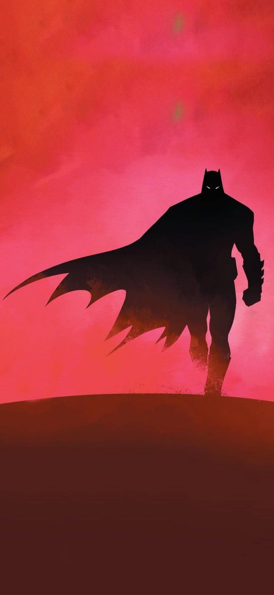 Batman, red iPhone X, fiery red sky, Full HD Phone Wallpaper