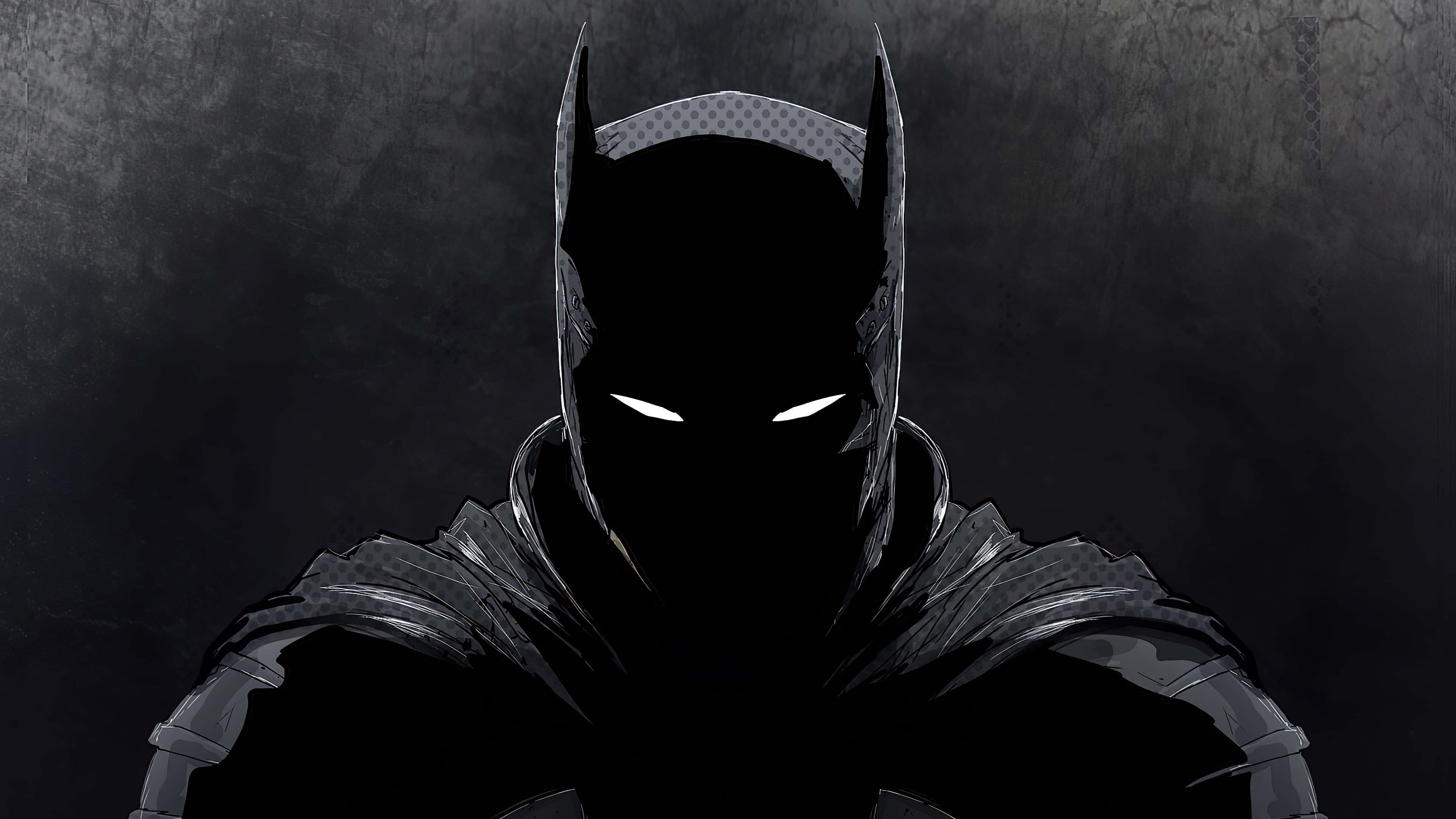 Batman, The Dark Knight, glowing white eyes, 4K Desktop Wallpaper