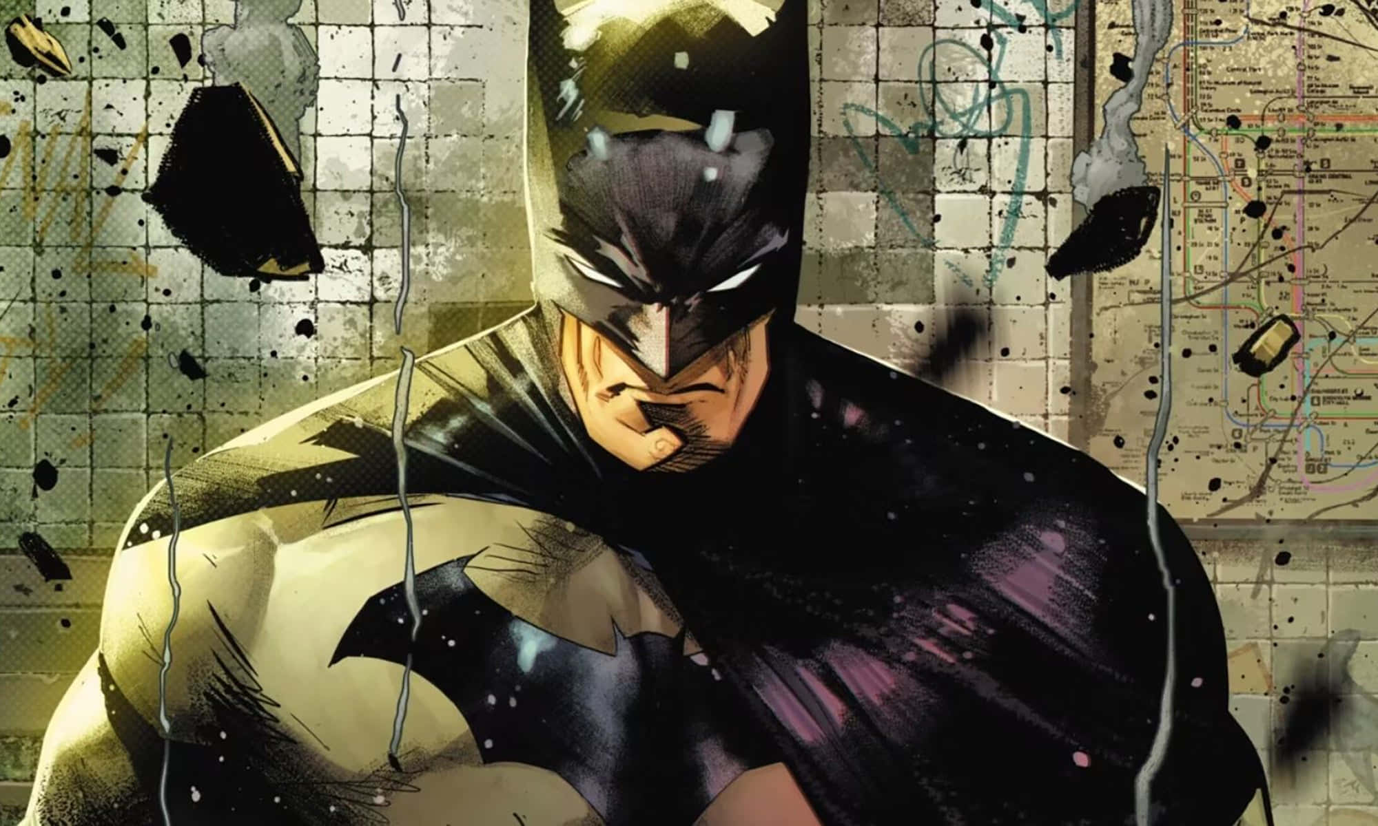 Batman Last Knight On Earth, comic cover, gritty urban alley, Full HD Desktop Wallpaper