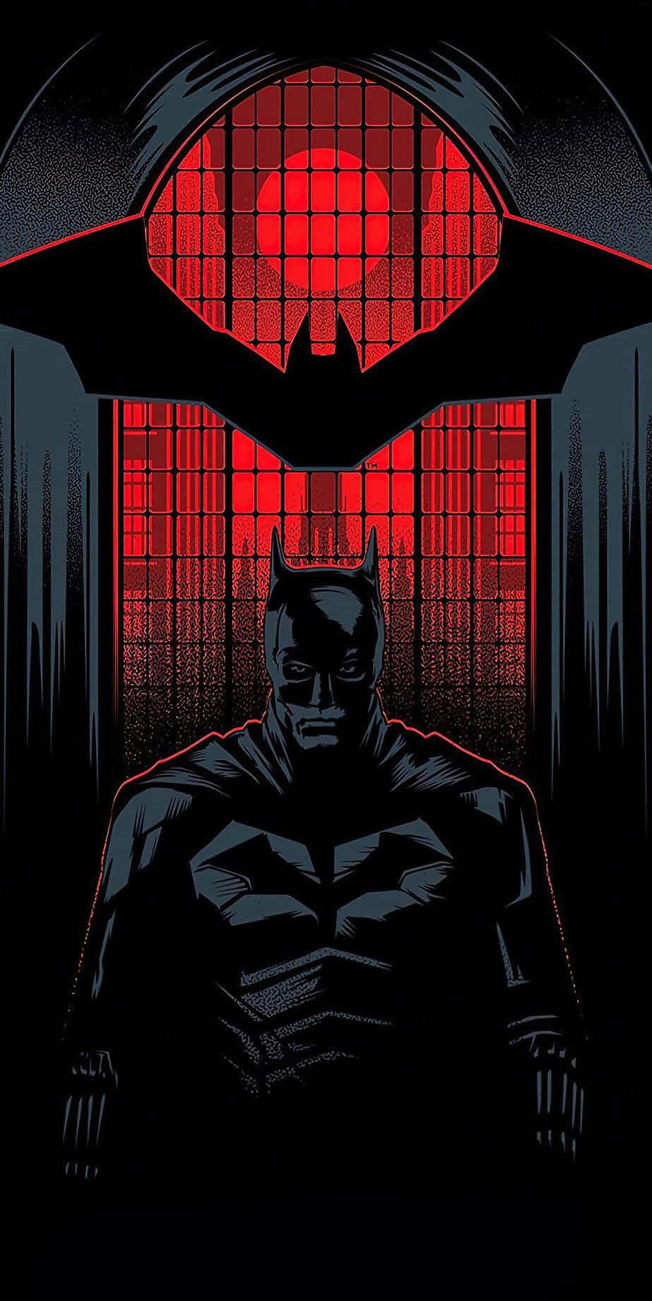 Batman, red silhouette, glowing red gridded archway, HD Phone Wallpaper