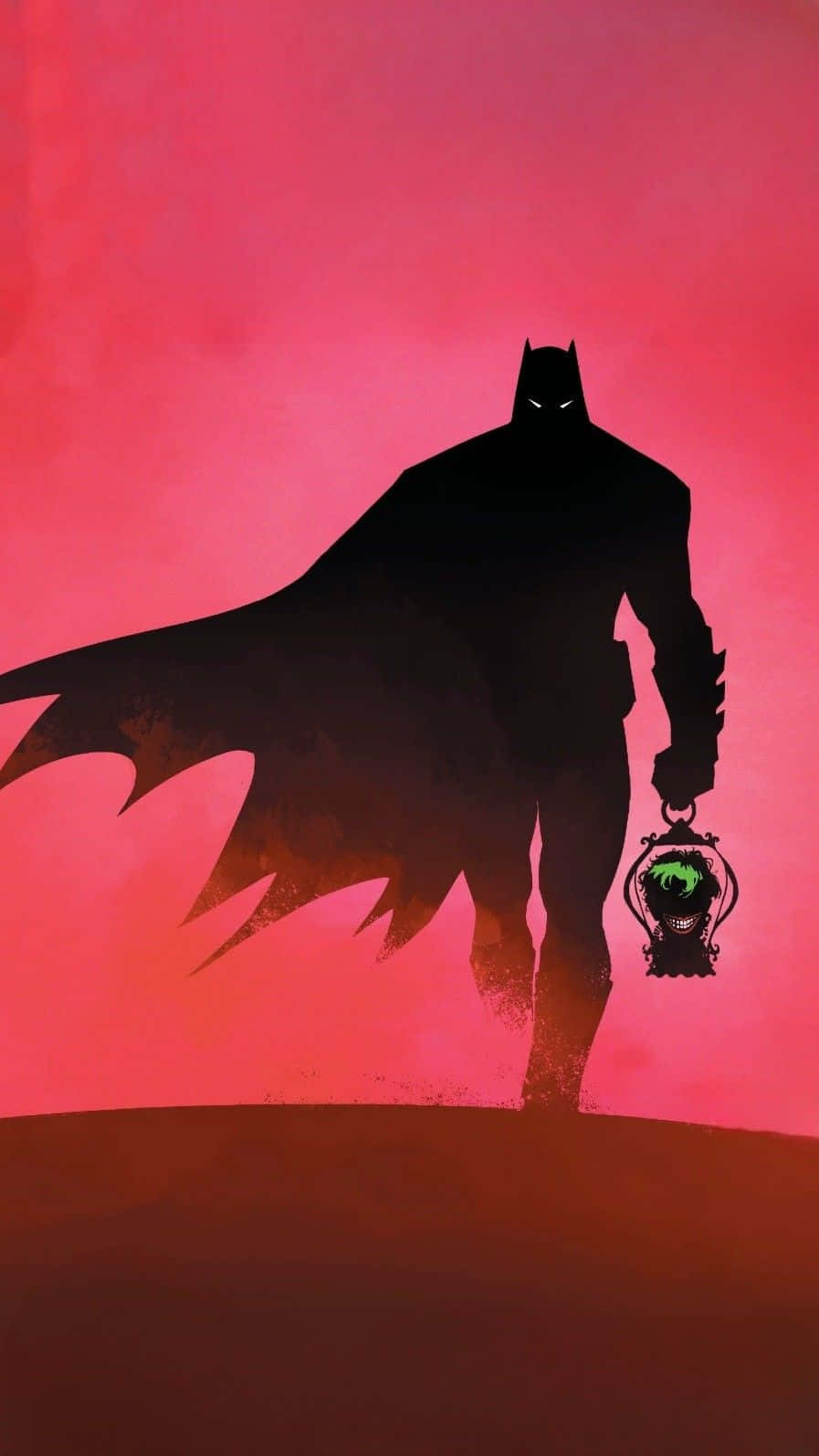 Batman Last Knight On Earth, silhouette, vivid pink sky, HD Phone Wallpaper