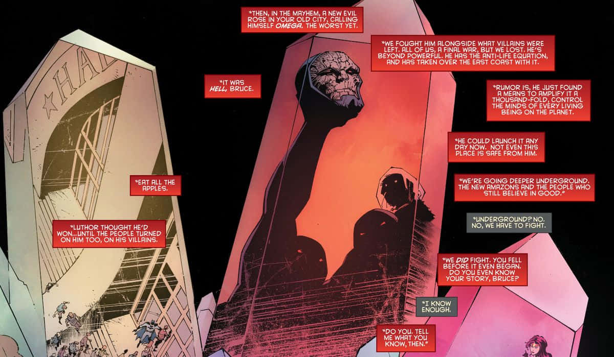 Batman Last Knight On Earth, comic book panel, skull-faced villain, SD Desktop Wallpaper