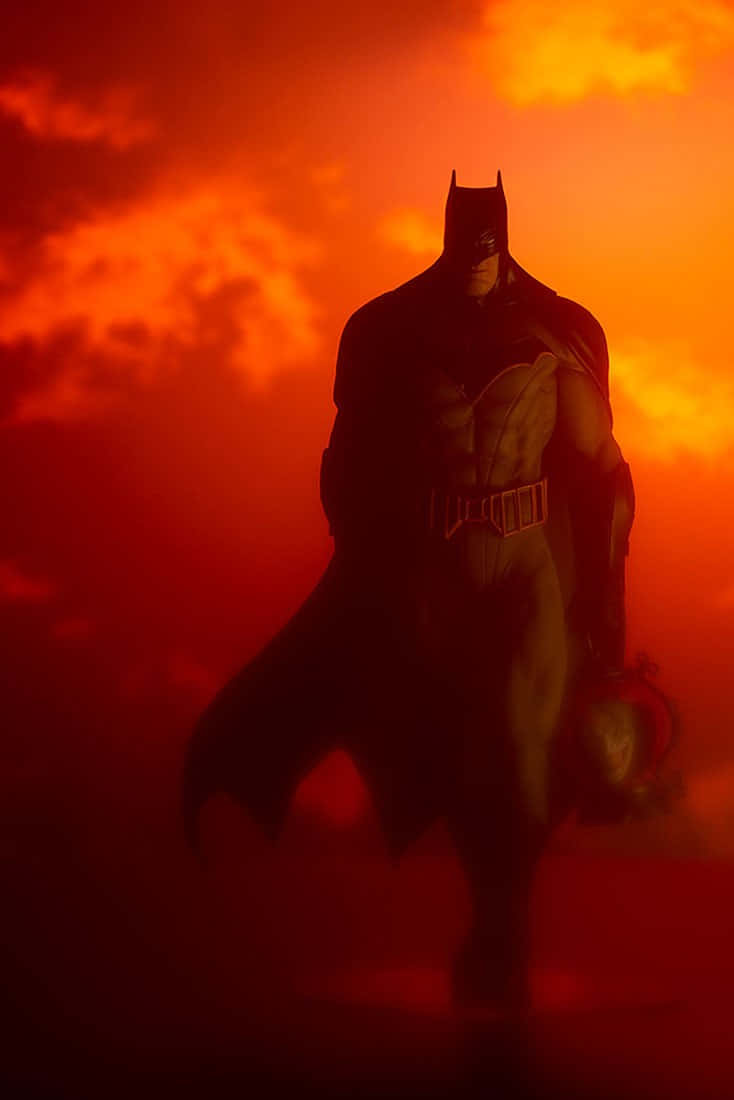 Batman Last Knight On Earth, red sky, fiery orange and red sky, SD Phone Wallpaper