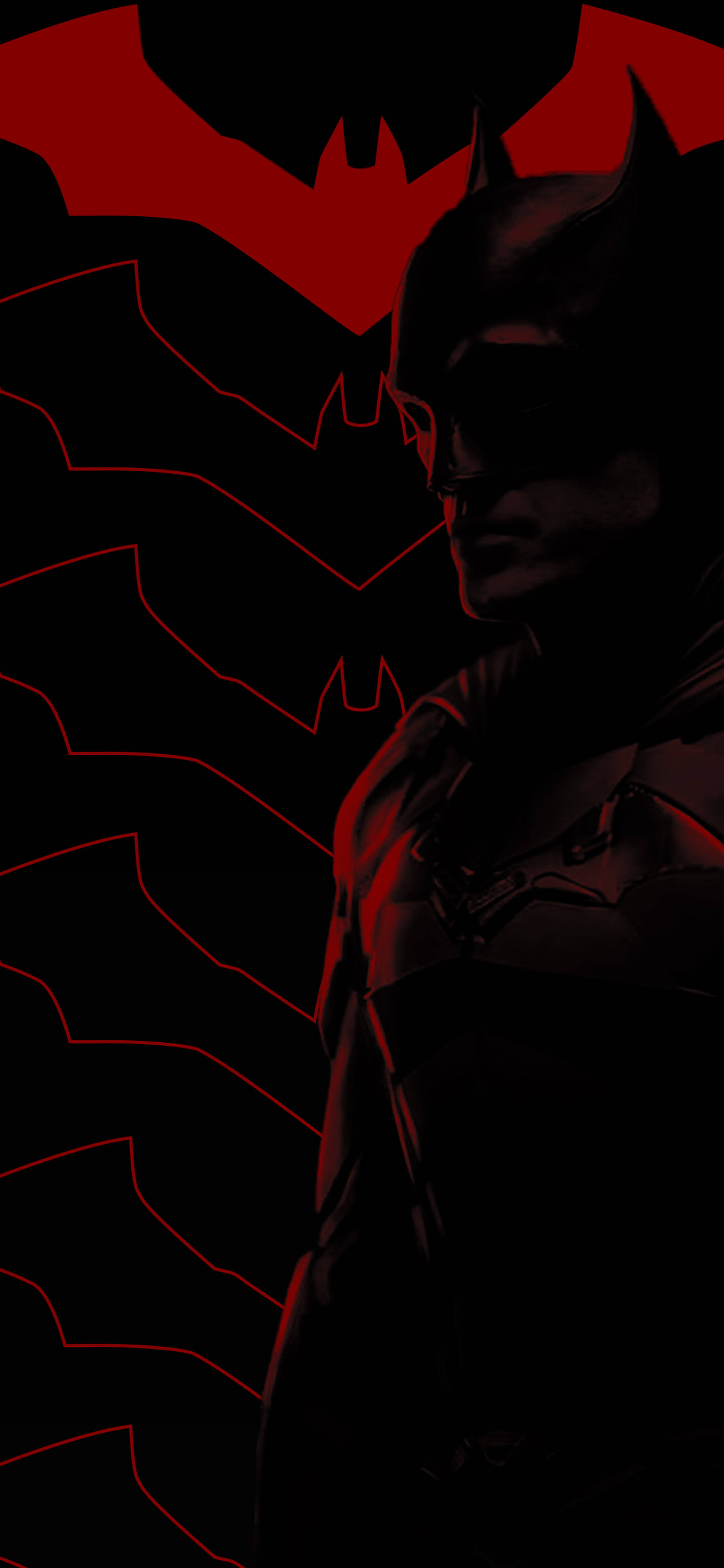 Batman Logo, iPhone, red column, 4K Phone Wallpaper