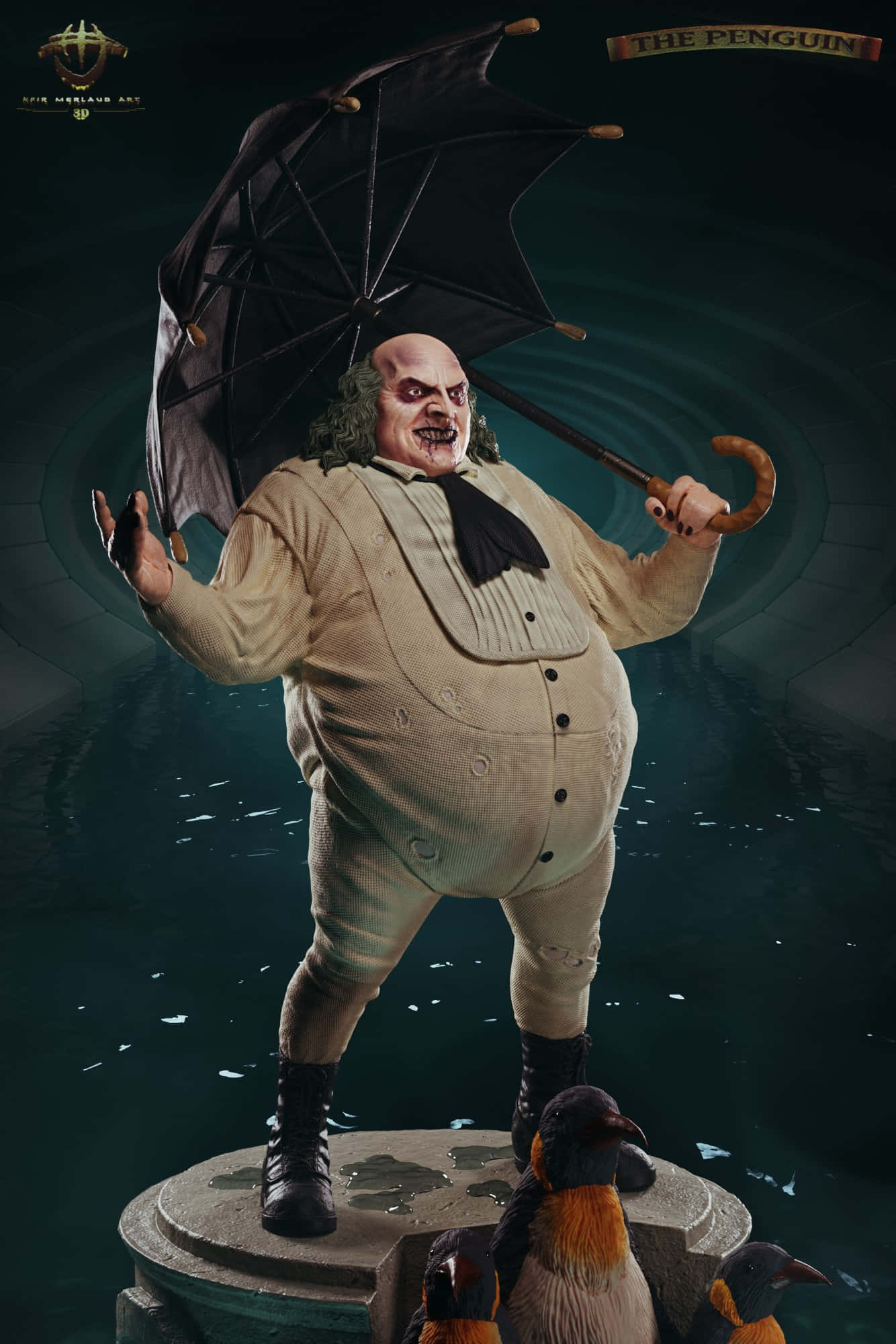 The Penguin, Batman, wet pedestal, Full HD Phone Wallpaper