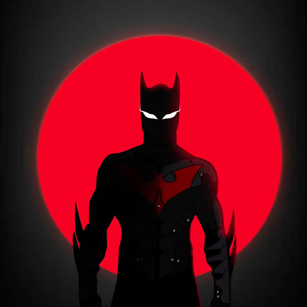 Batman, glowing white eyes, massive red sun, SD Desktop Wallpaper