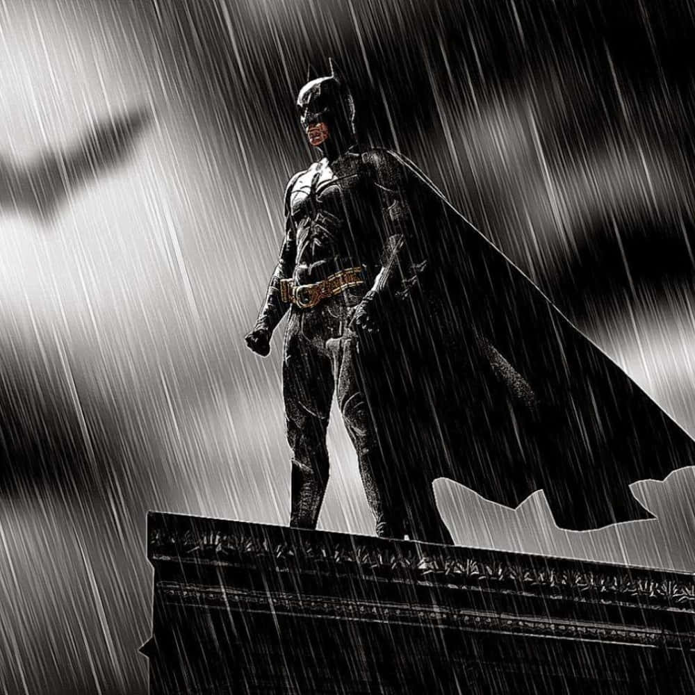 Batman, rooftop, rain, SD Desktop Wallpaper