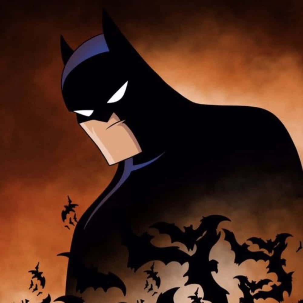 Batman, silhouette, fiery orange sky, SD Desktop Wallpaper