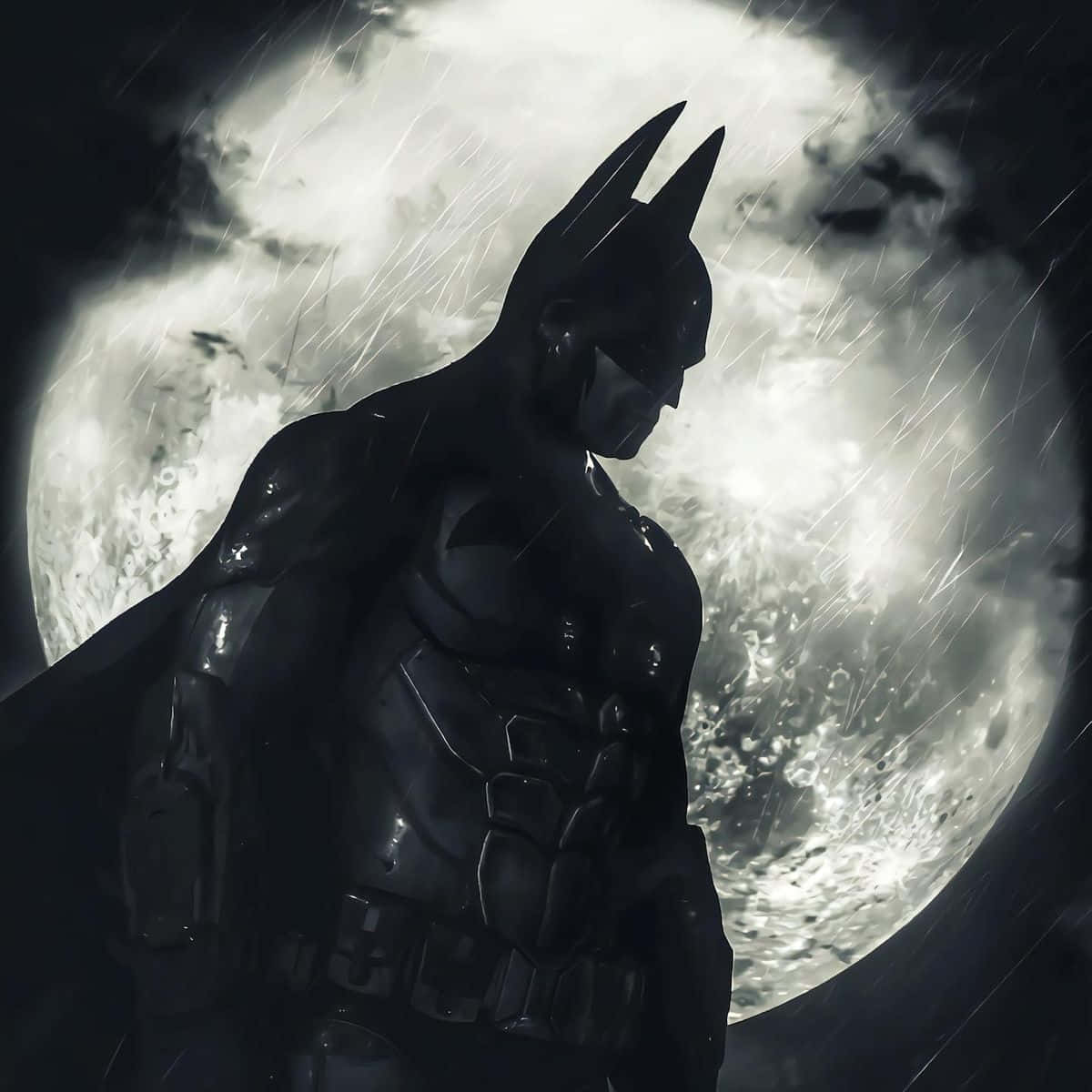 Batman, moonlit sky, rain, SD Desktop Wallpaper