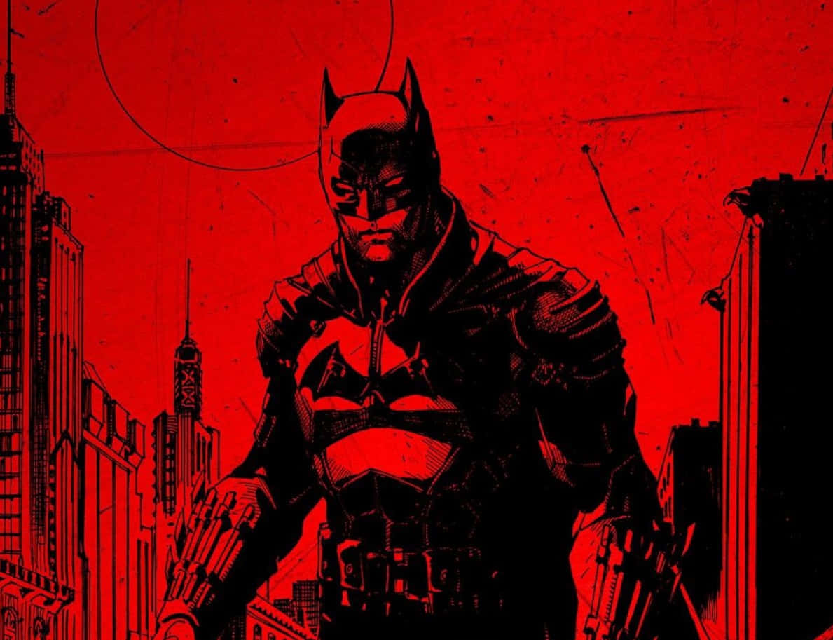 Red Batman Silhouette, Batman, blood-red sky, SD Desktop Wallpaper