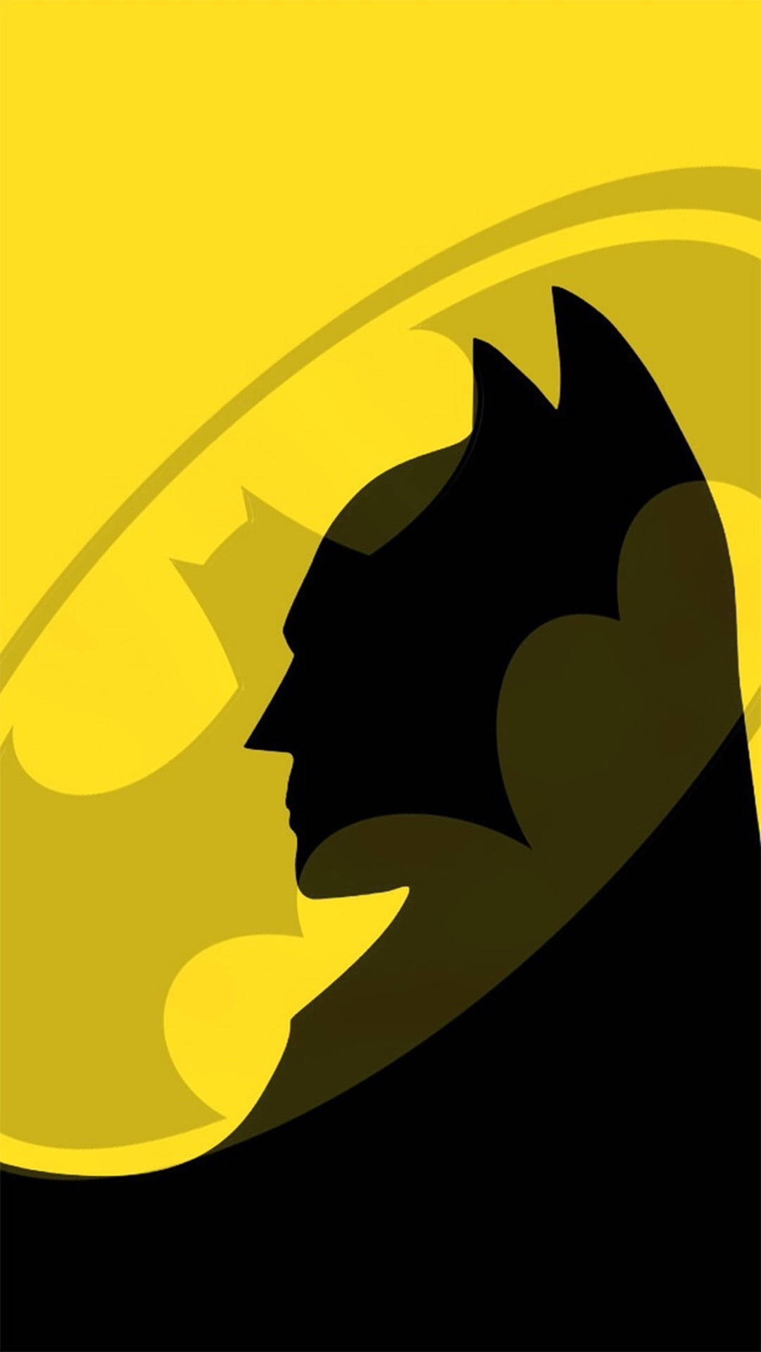 Batman, yellow, black silhouette, Full HD Phone Wallpaper