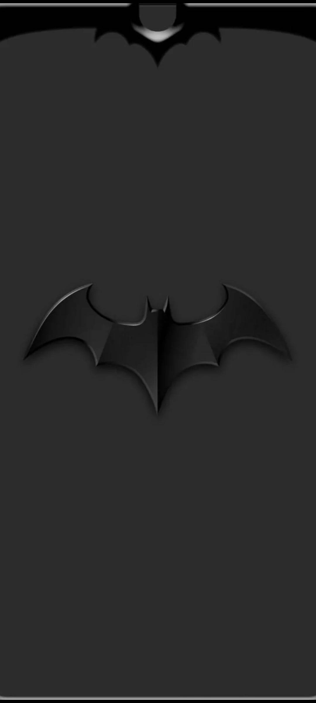 iPhone, embossed black bat symbol, dark gray gradient background, Full HD Phone Wallpaper