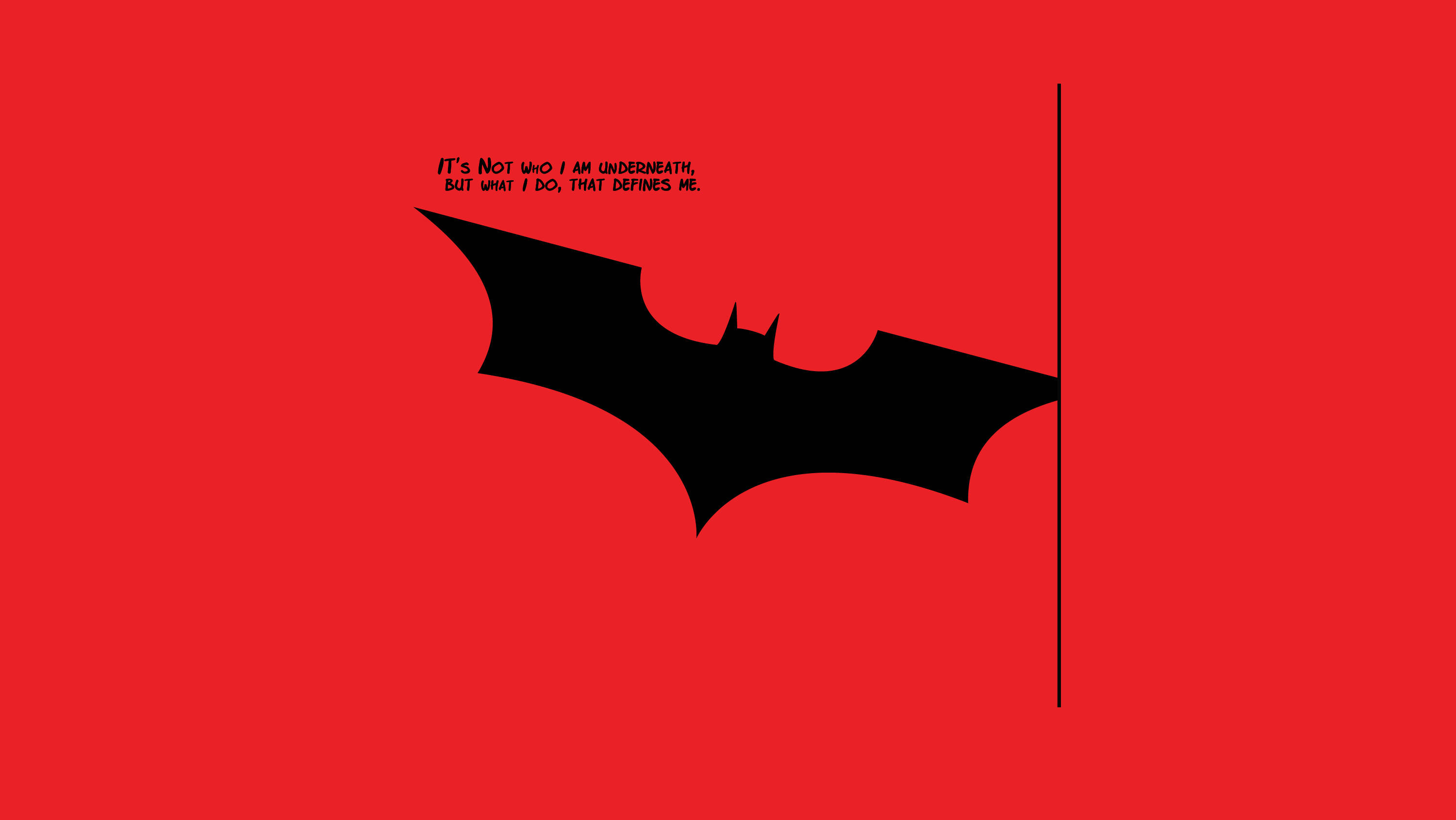 Batman, red background, black bat symbol, 2K Desktop Wallpaper
