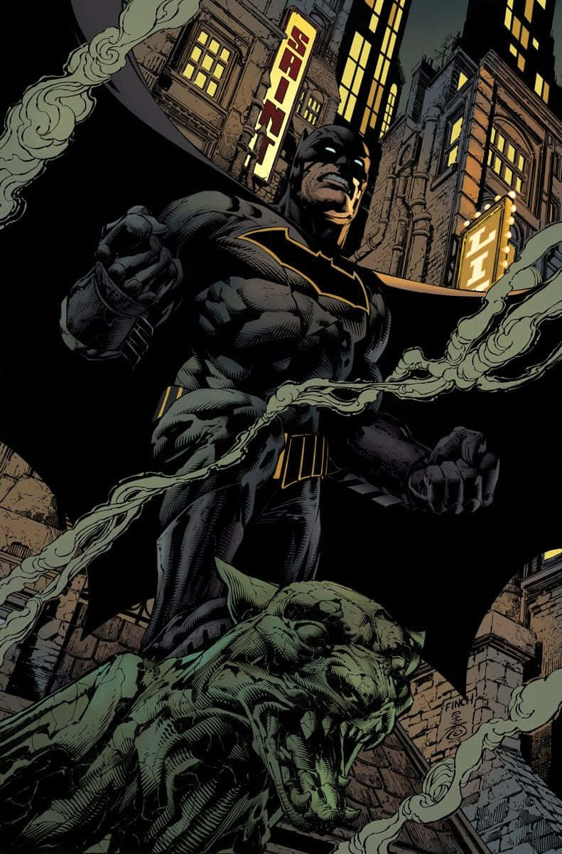Batman Reborn, gargoyle, gothic cityscape, SD Phone Wallpaper