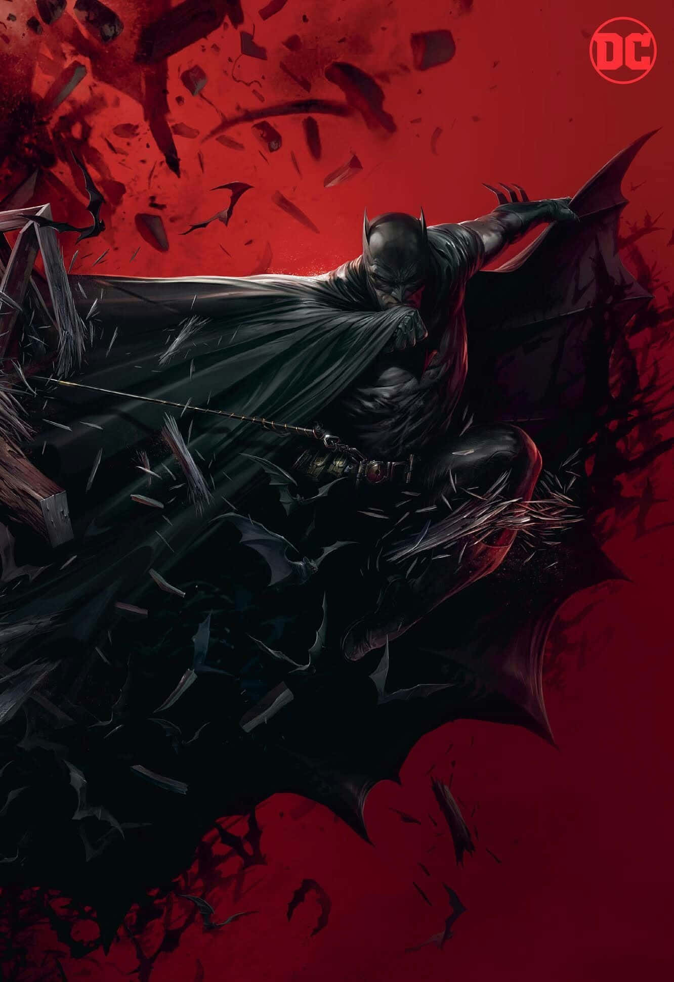 Batman Reborn, shattered red void, cape billowing, Full HD Phone Wallpaper