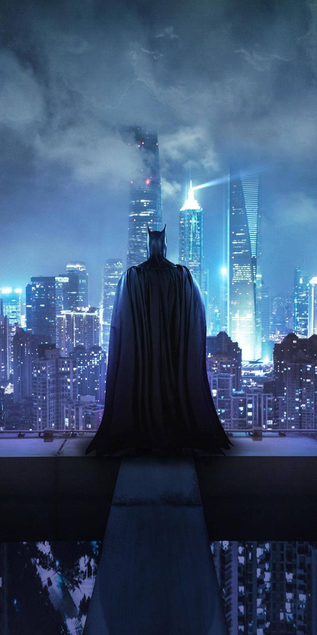 Batman, Gotham, rooftop, Full HD Phone Wallpaper