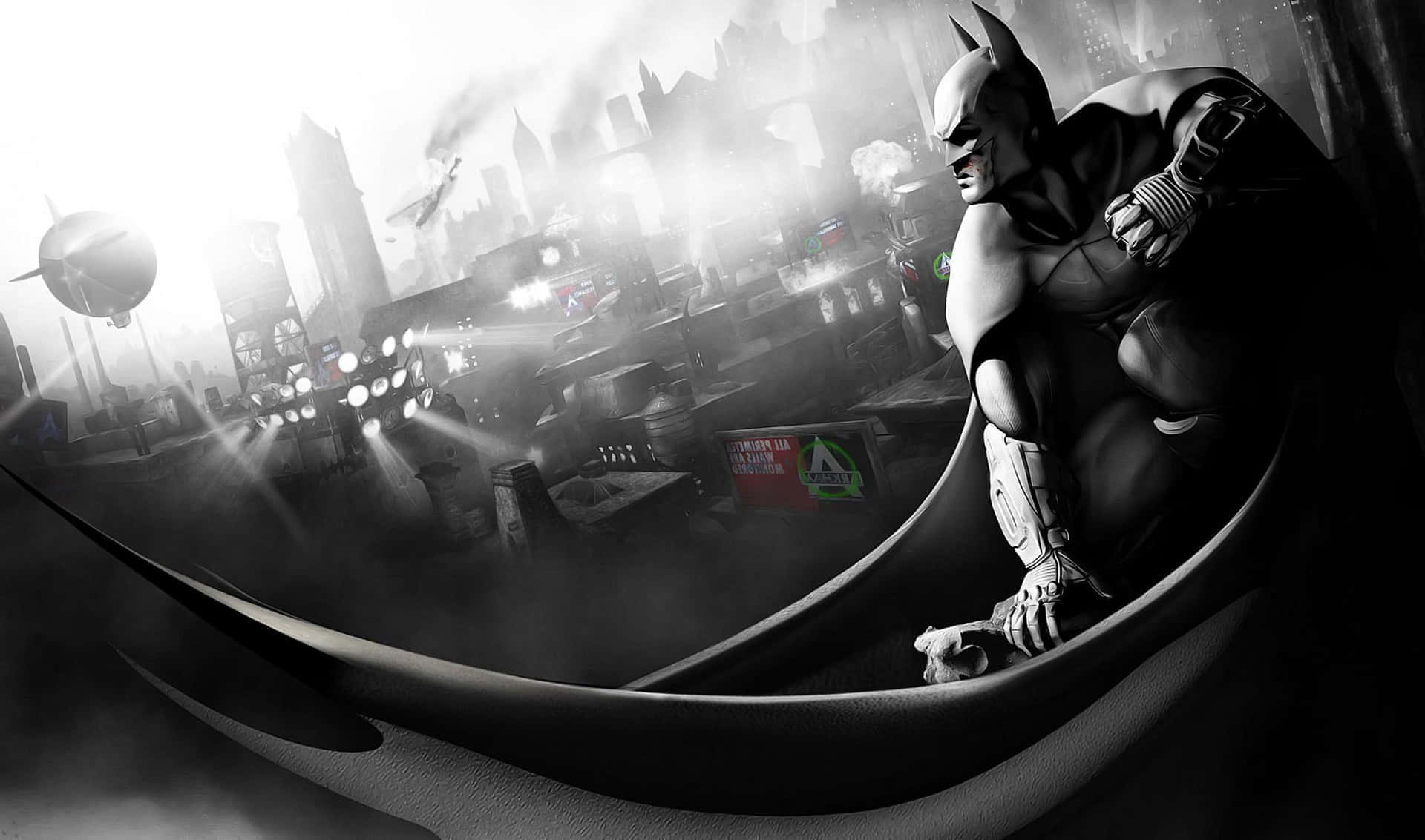 Batman, Gotham, curved rooftop, Full HD Desktop Wallpaper