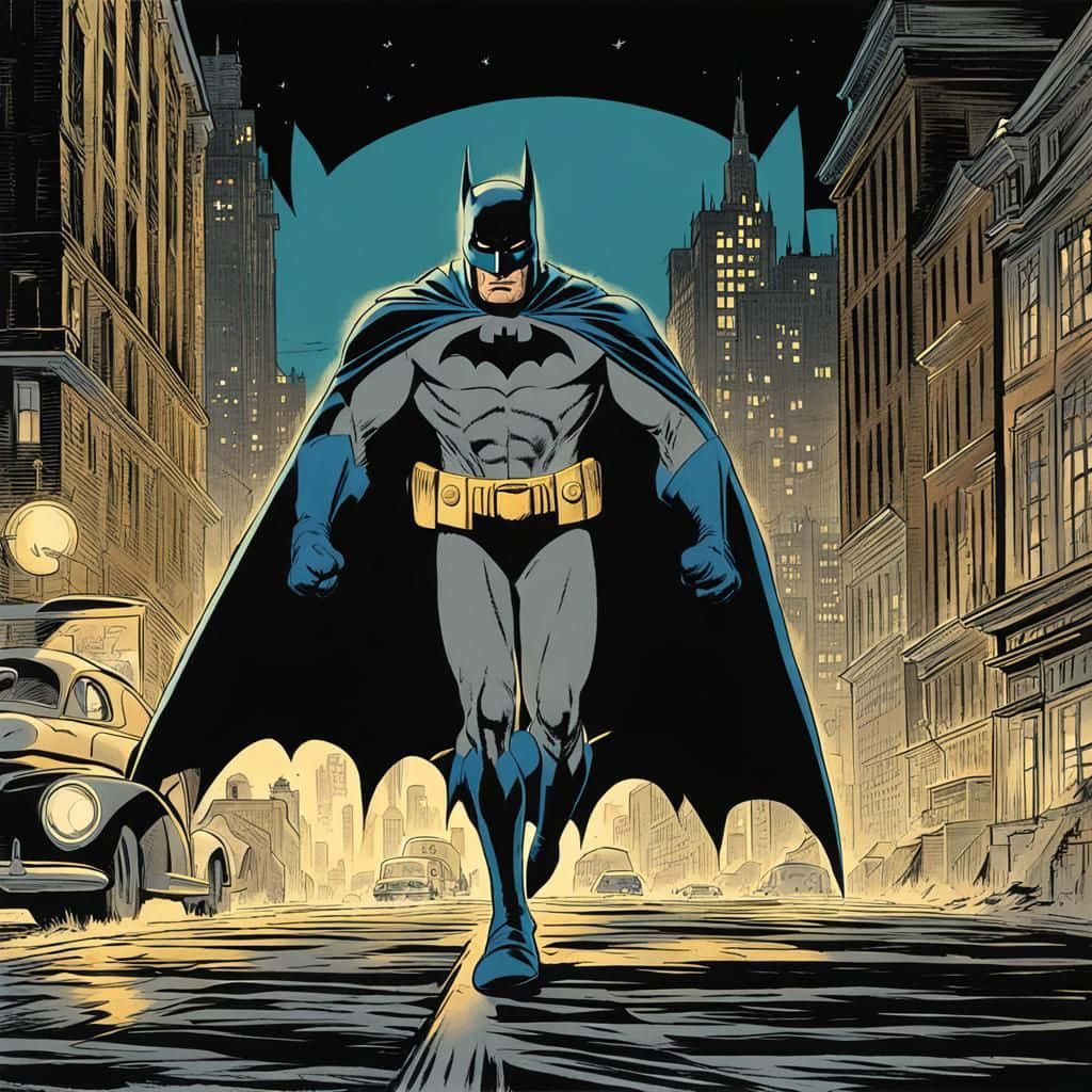 Batman, Gotham streets, moonlit, SD Desktop Wallpaper
