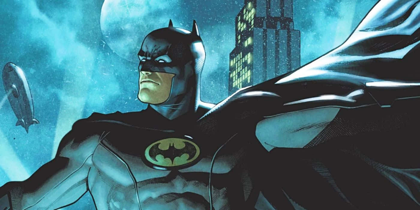 Batman, Gotham skyline, moonlit, HD Desktop Wallpaper
