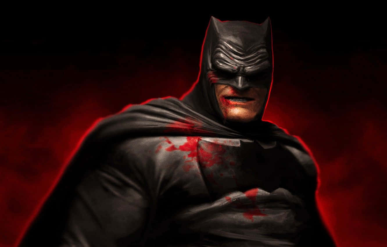 Batman The Dark Knight Returns, glowing red backdrop, blood-splattered, HD Desktop Wallpaper